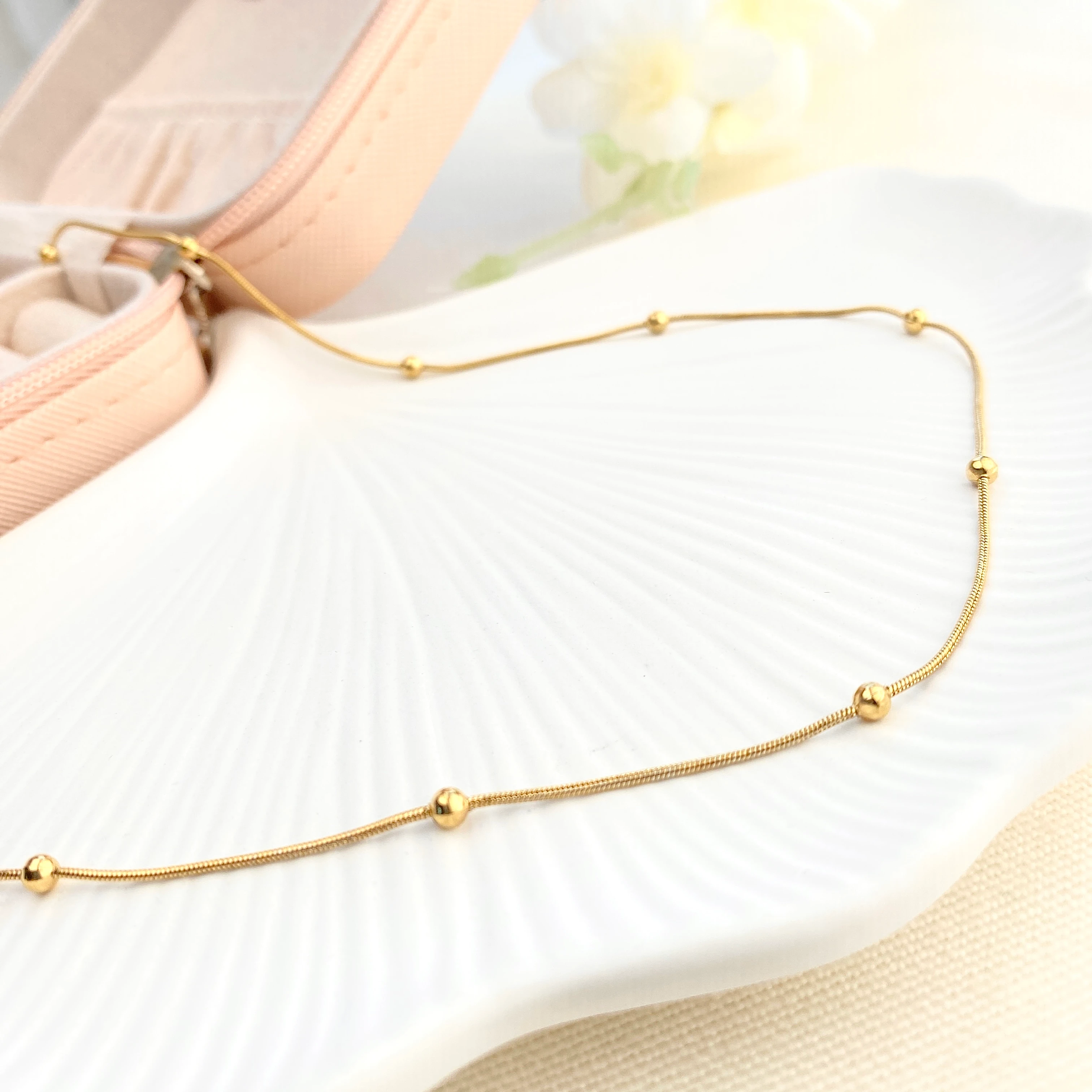 Kolye Dorika Topcuklu Model 316l Paslanmaz Çelik Gold 45 5cm