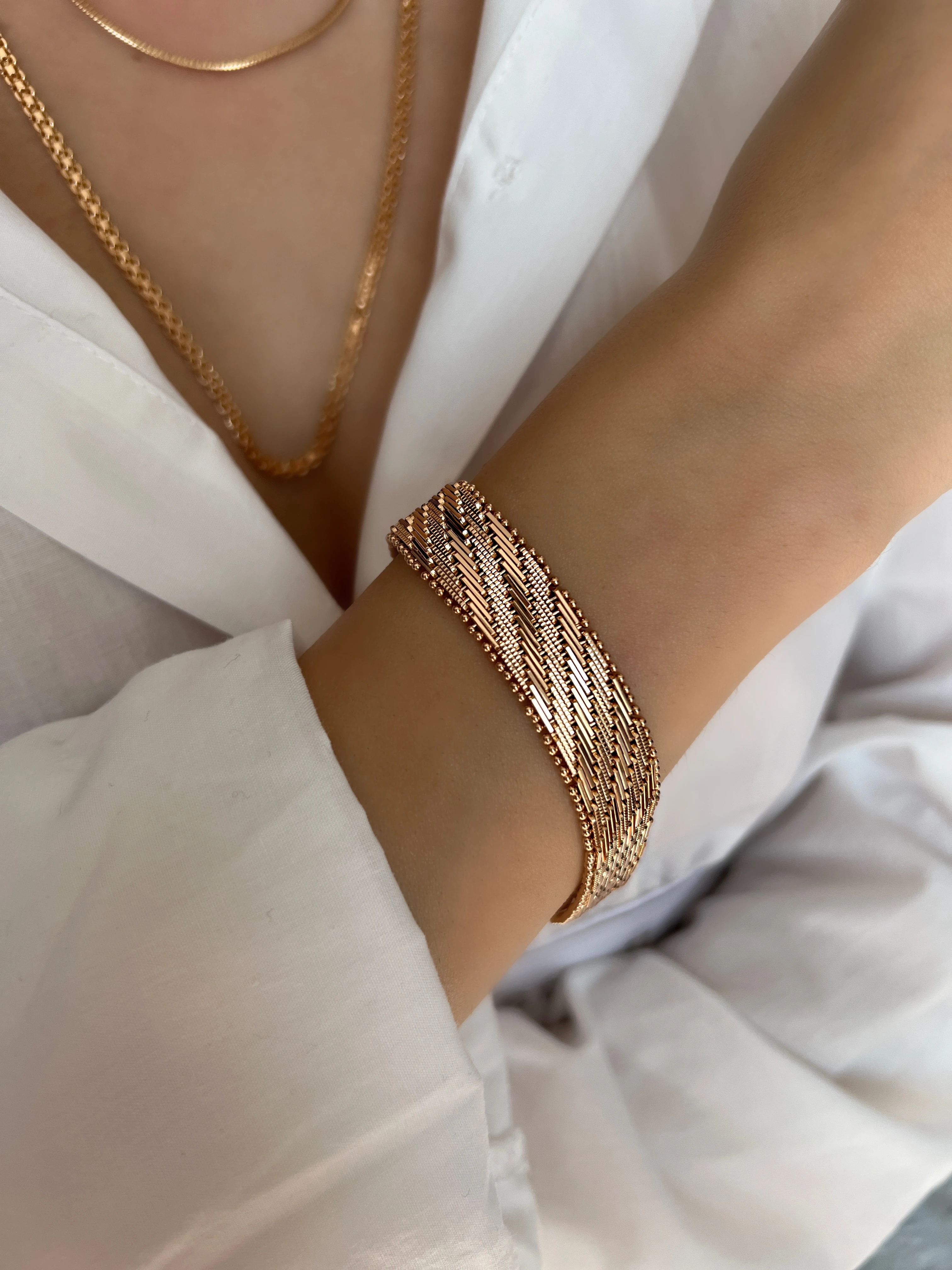 Hasır Bileklik Kalın Ezme Yassı Model Çelik Kararmaz Xuping Vip Seri Yüksek Kalite