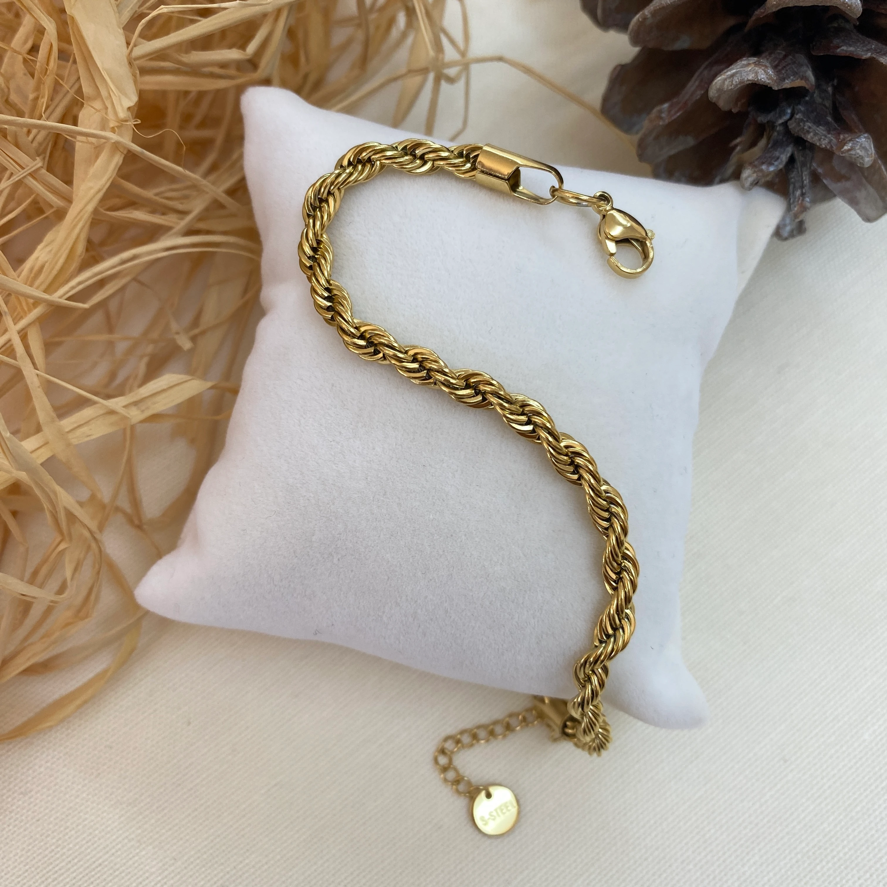 Burgu Bileklik Orta Kalın Zincir 316 L Paslanmaz Çelik