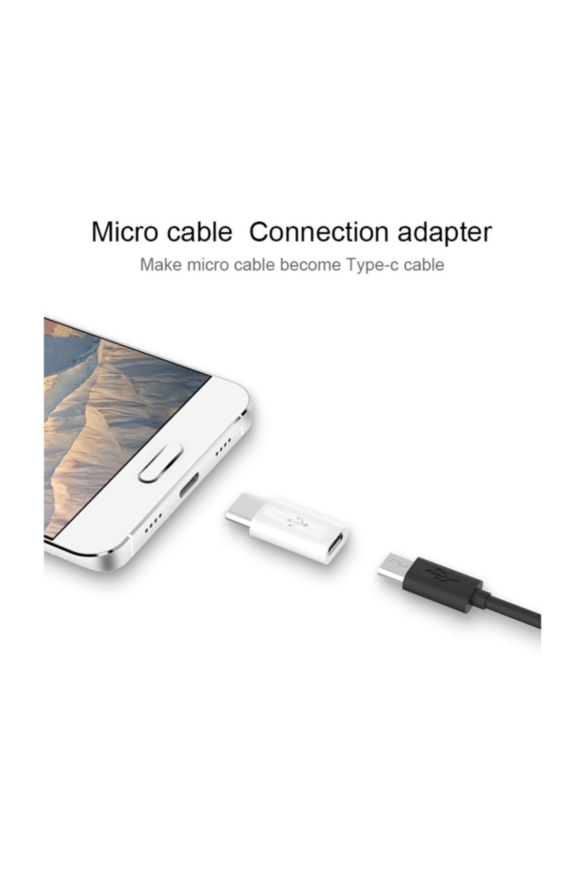 Micro Usb To Type-c 3.1 Dönüştürücü Çevirici Şarj Adaptörü Siyah