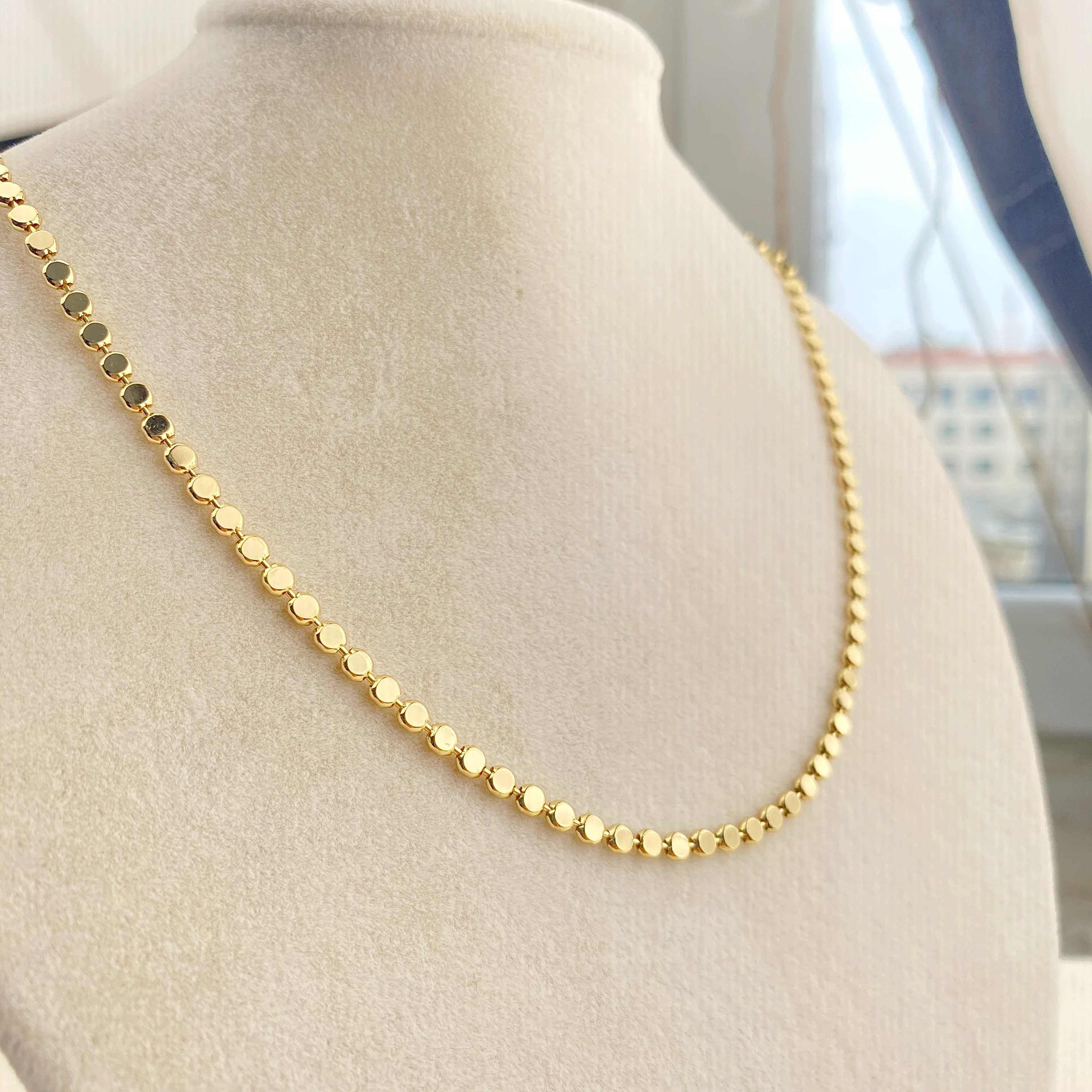 Dorika Kolye Ezme Topcuklu Kadın Kolye Kararmaz Xuping 50cm 14 Ayar