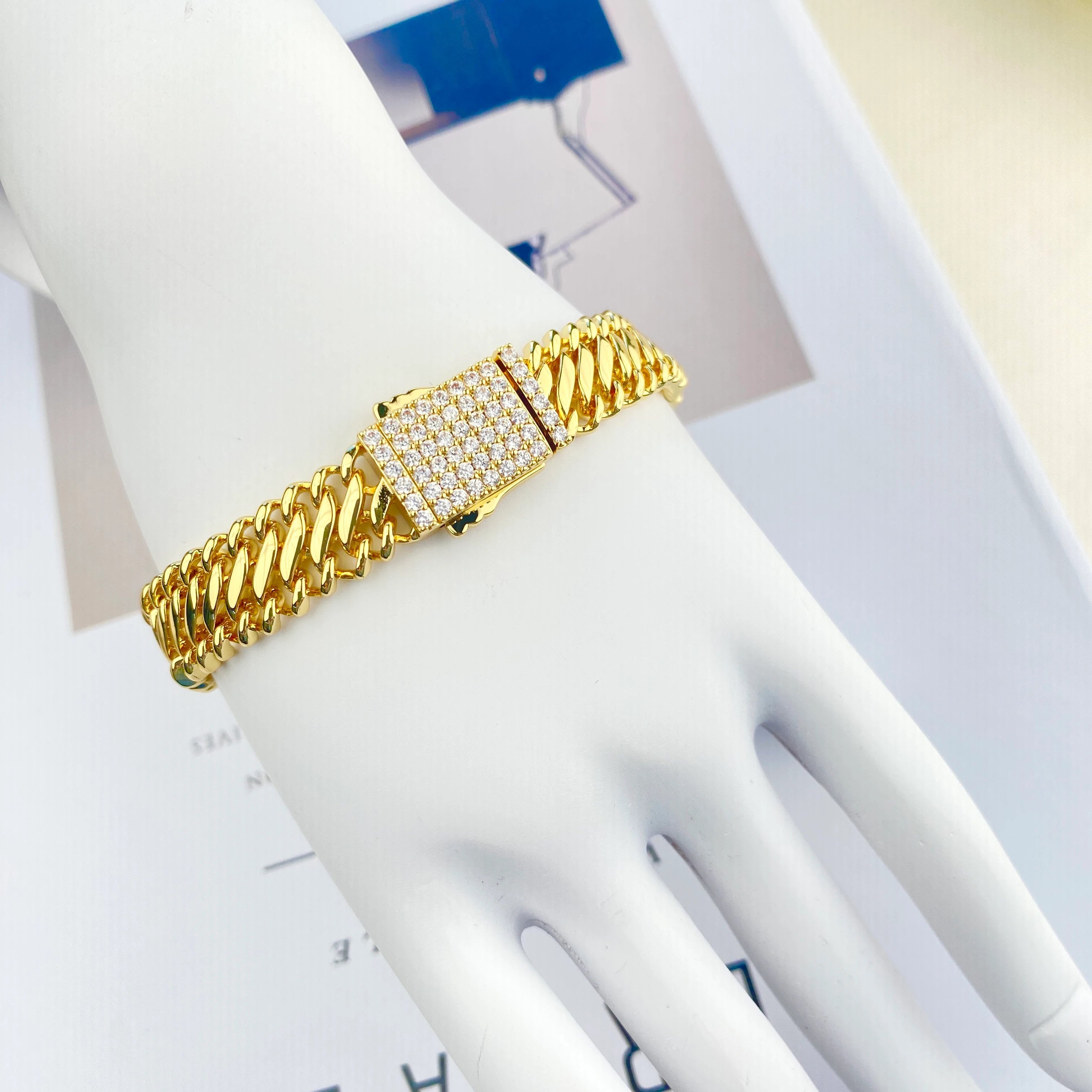 Gurmet Bileklik Örgü Zincir Gurmet Künye Çelik Kararmaz Vip Seri 14 Ayar Gold