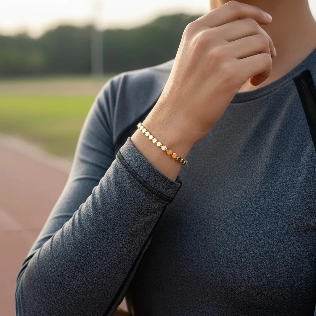 Dorika Bileklik Ezme Topcuklu Kadın Bileklik Kararmaz Xuping 14 Ayar Gold 18cm