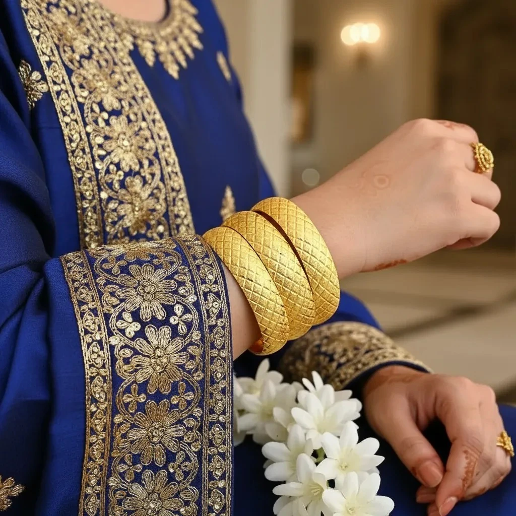 22 Ayar Altın Kaplama Bilezik Baklava Desen Kadın İmitasyon Bilezik 1.5cm (1 Adet)