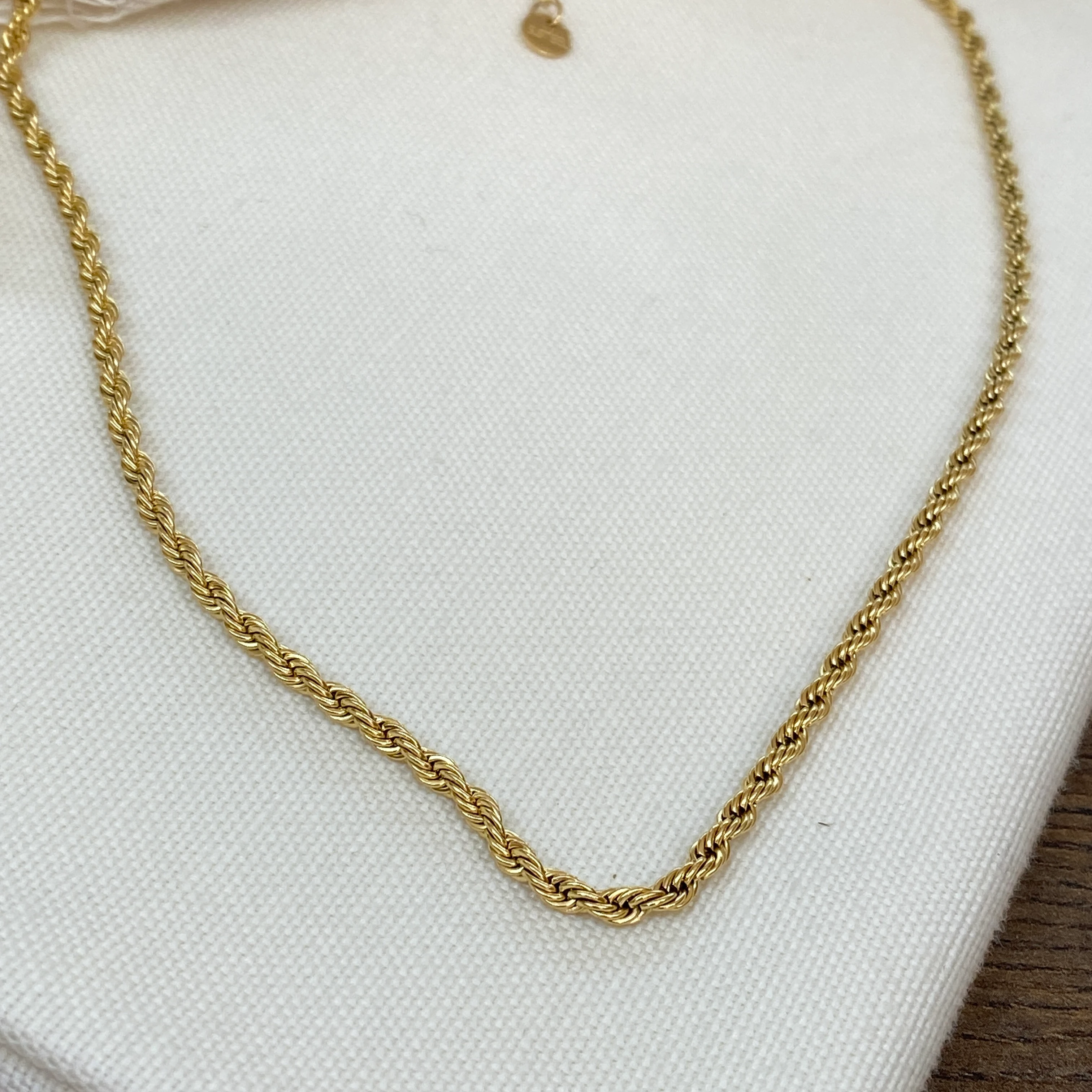 Burgu Kolye Orta Kalın Burma Zincir Yüksek Kalite 316 L Çelik Gold 40+5 cm