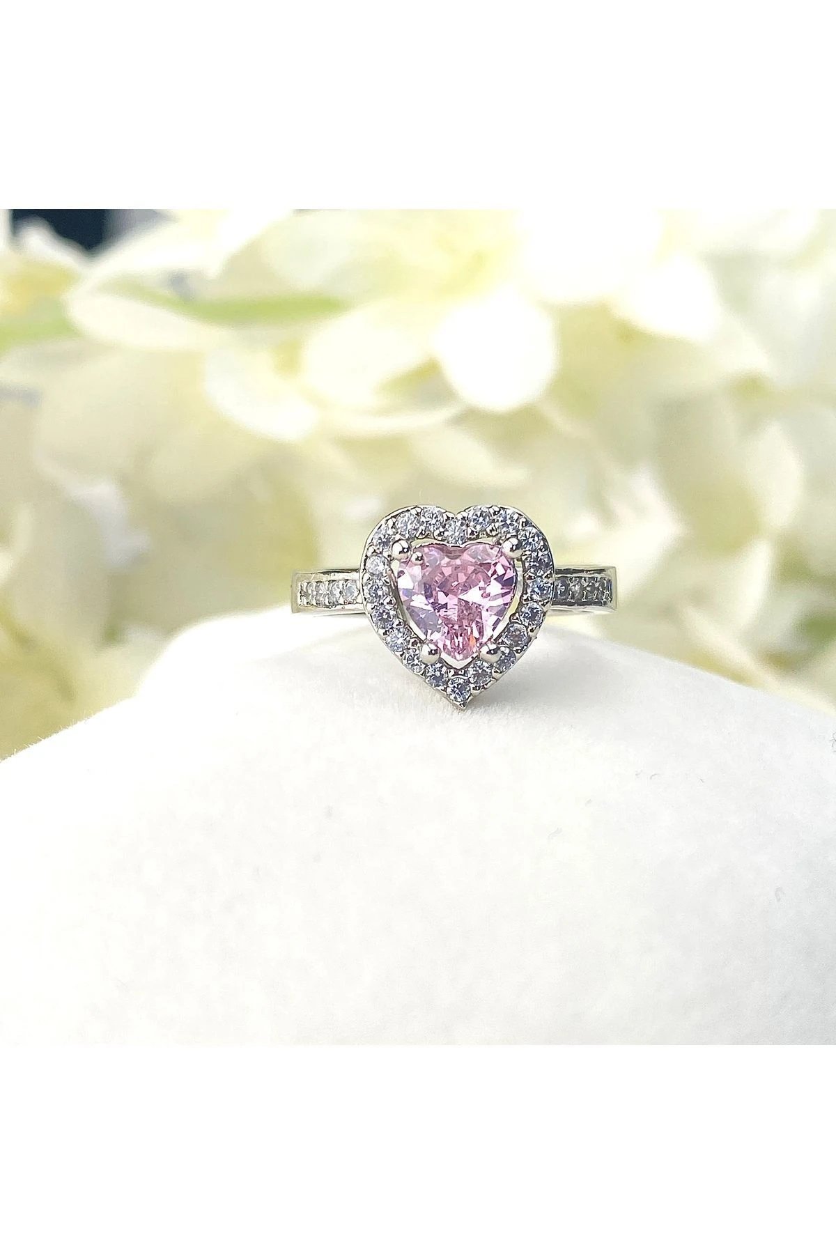 Kalpli Yüzük Pembe Kalpli Çelik Yüzük