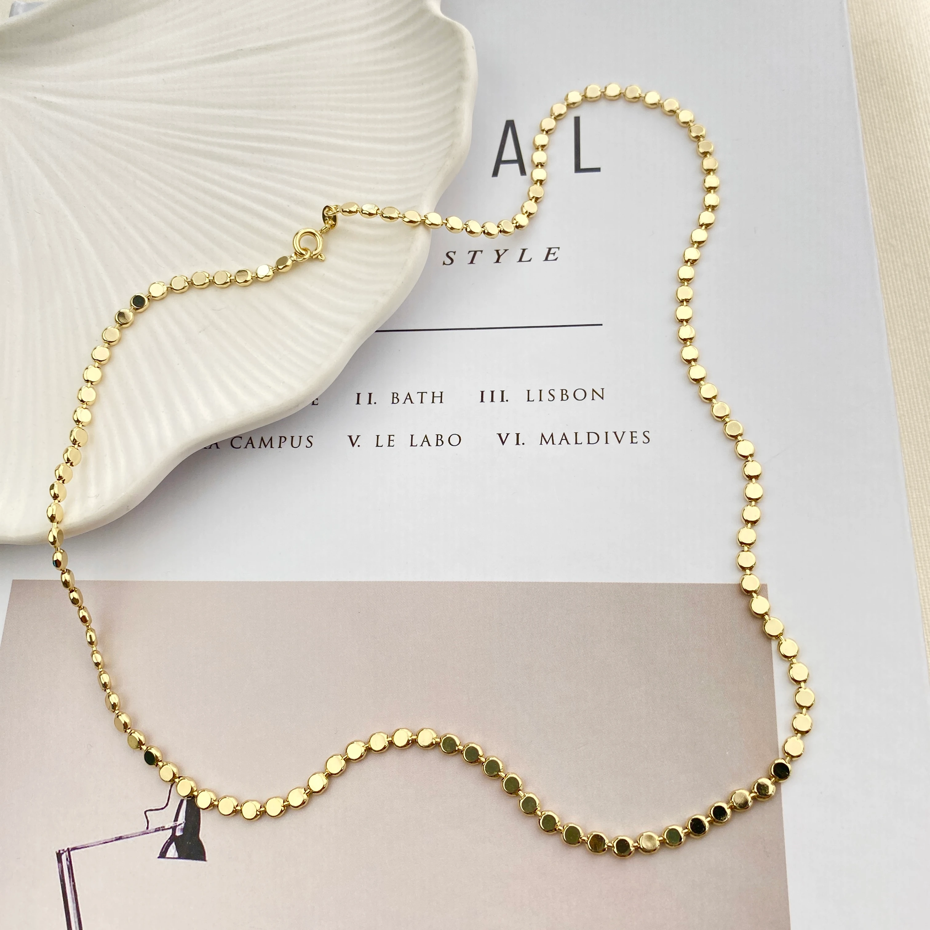 Dorika Kolye Ezme Topcuklu Kadın Kolye Kararmaz Xuping 50cm 14 Ayar