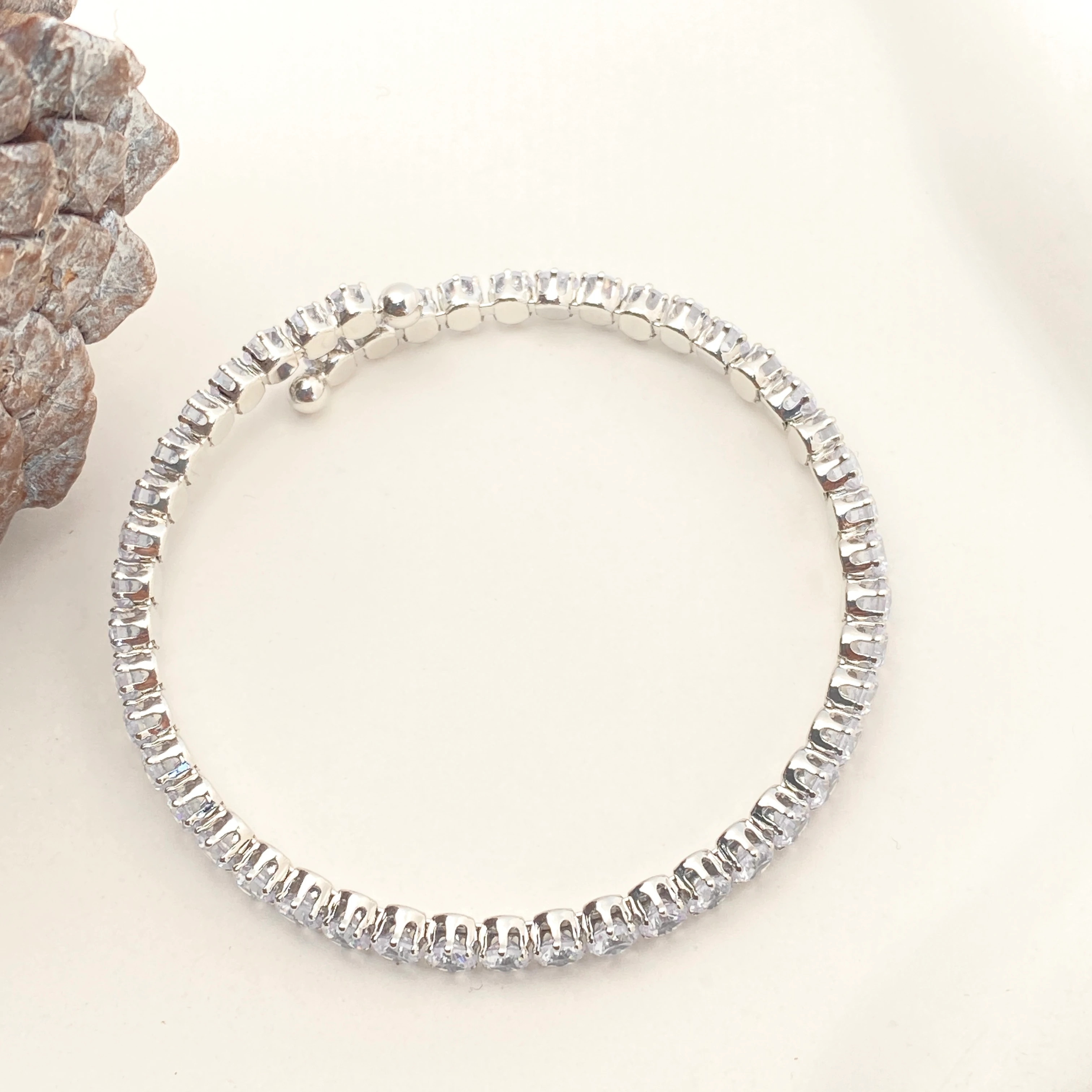 Kelepçe Bileklik Esnek İnce Suyolu Bileklik Silver 21cm