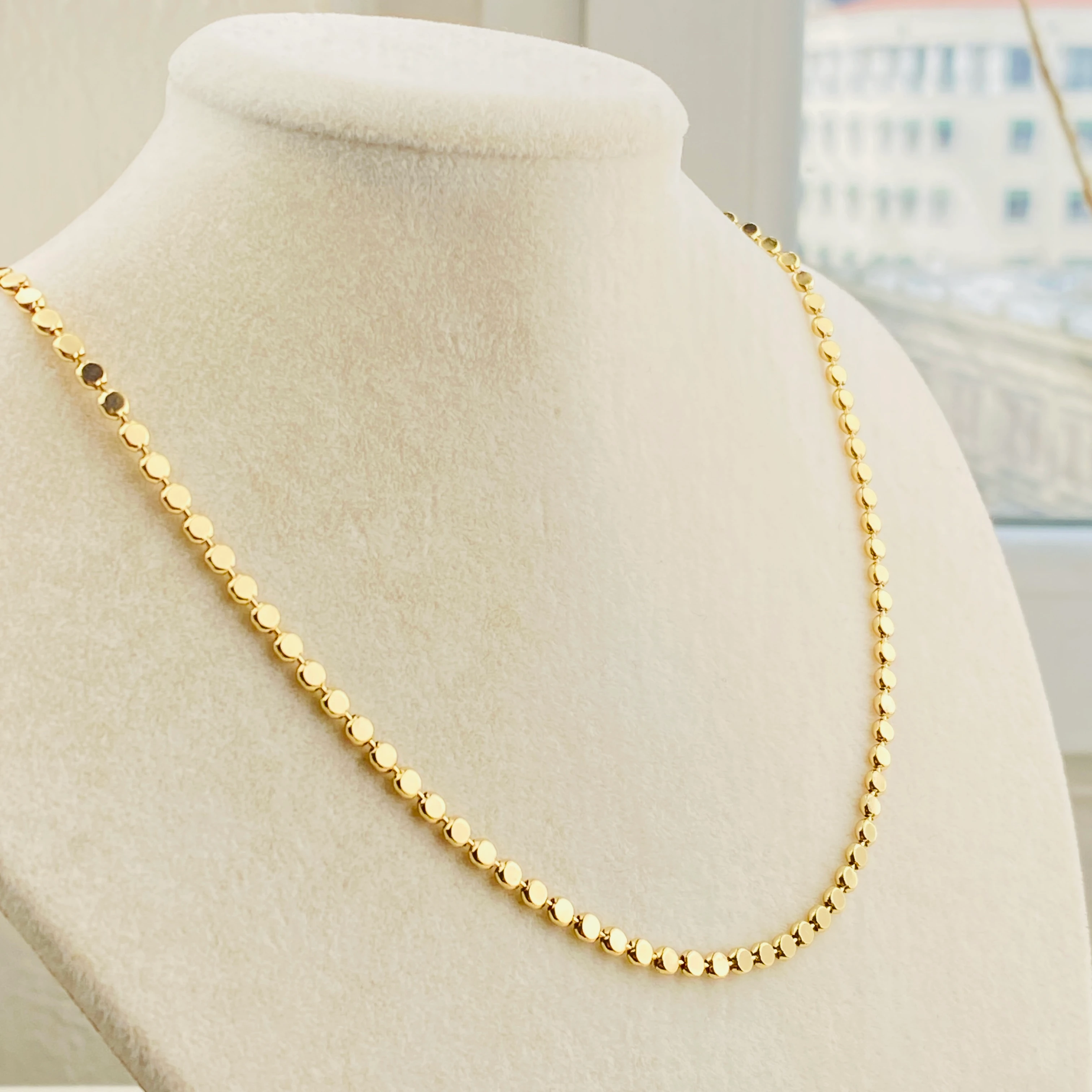 Dorika Kolye Ezme Topcuklu Kadın Kolye Kararmaz Xuping 50cm 14 Ayar