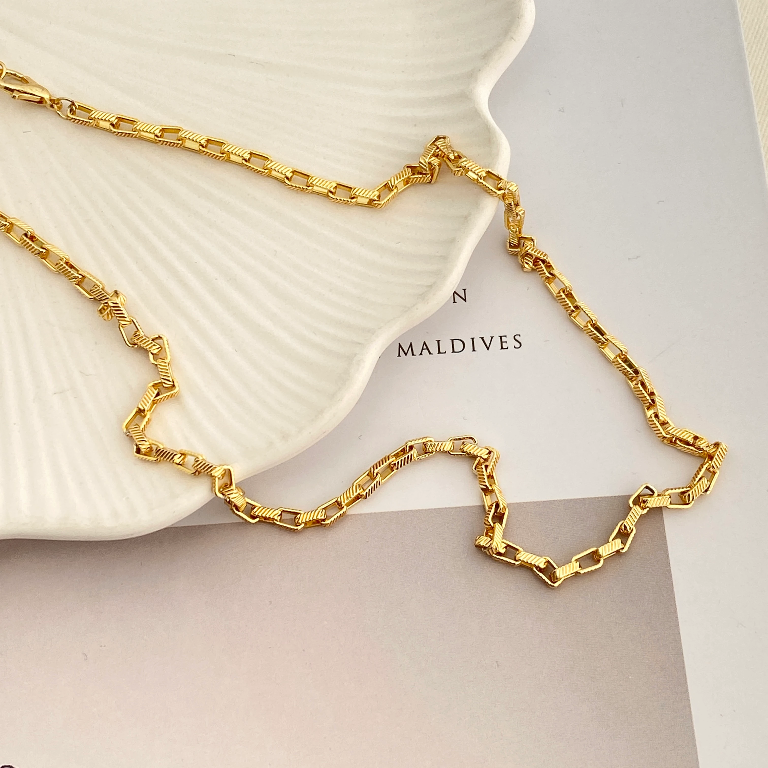 Küp Zincir Kolye Pirinç Gold 45+5cm