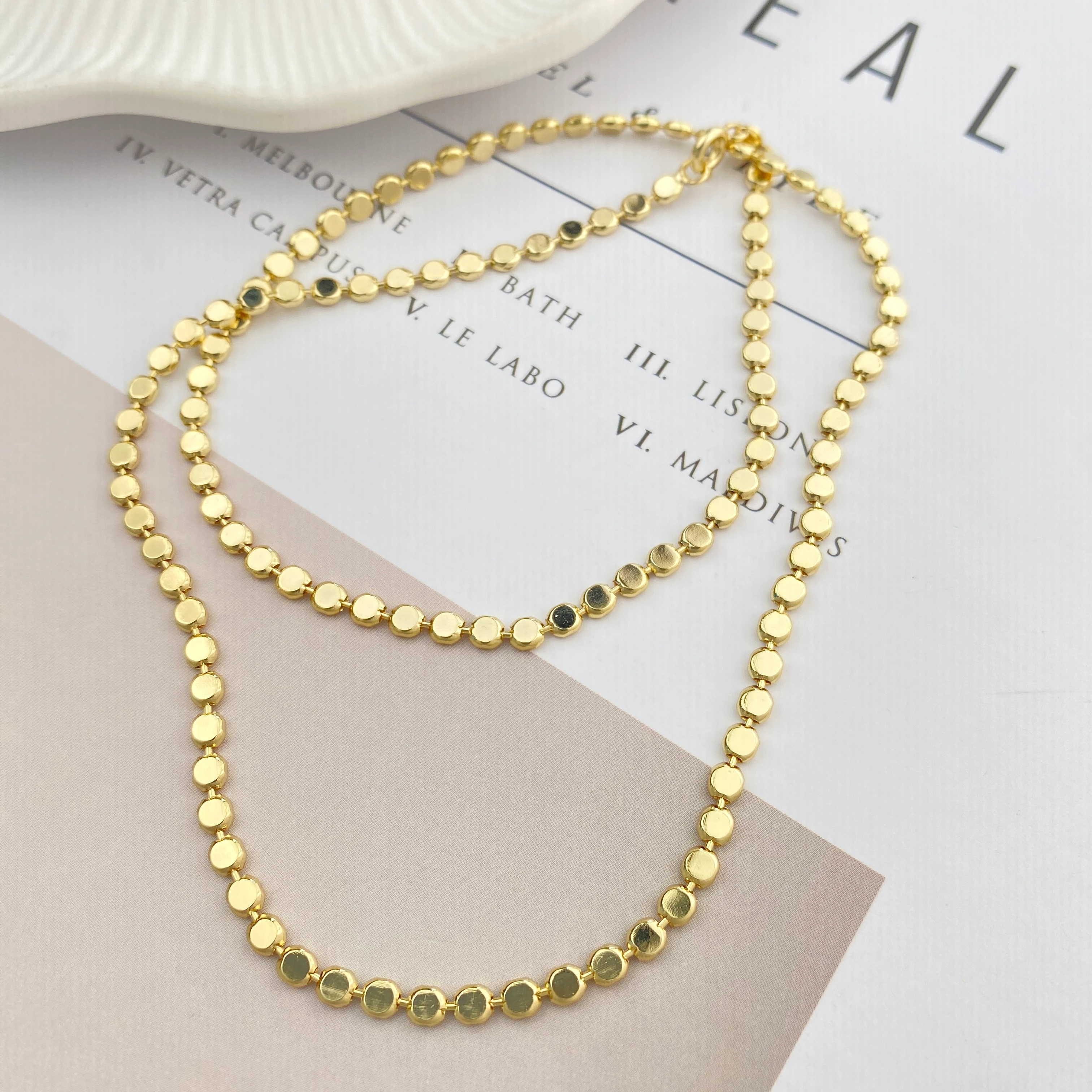 Dorika Kolye Ezme Topcuklu Kadın Kolye Kararmaz Xuping 50cm 14 Ayar