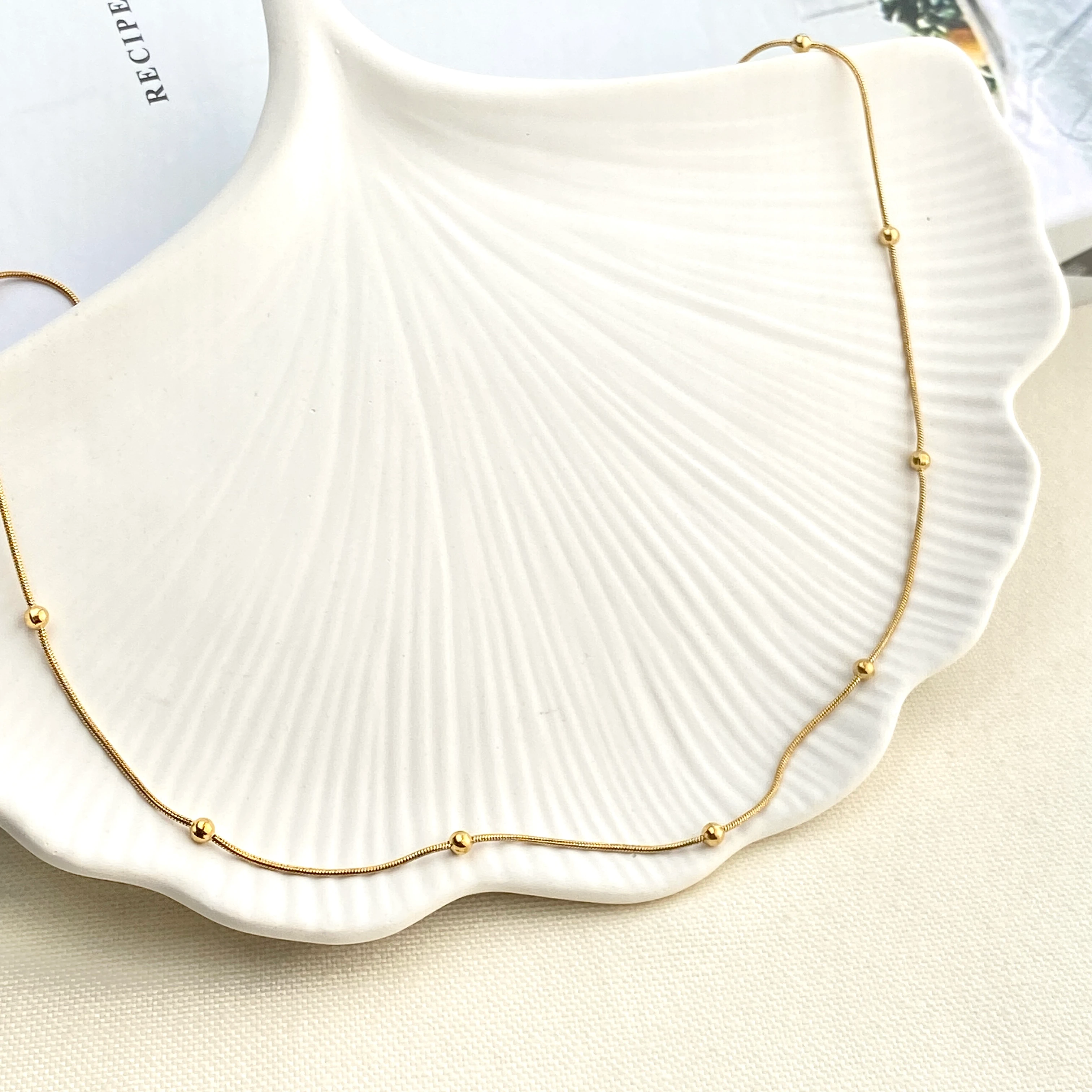 Kolye Dorika Topcuklu Model 316l Paslanmaz Çelik Gold 45 5cm