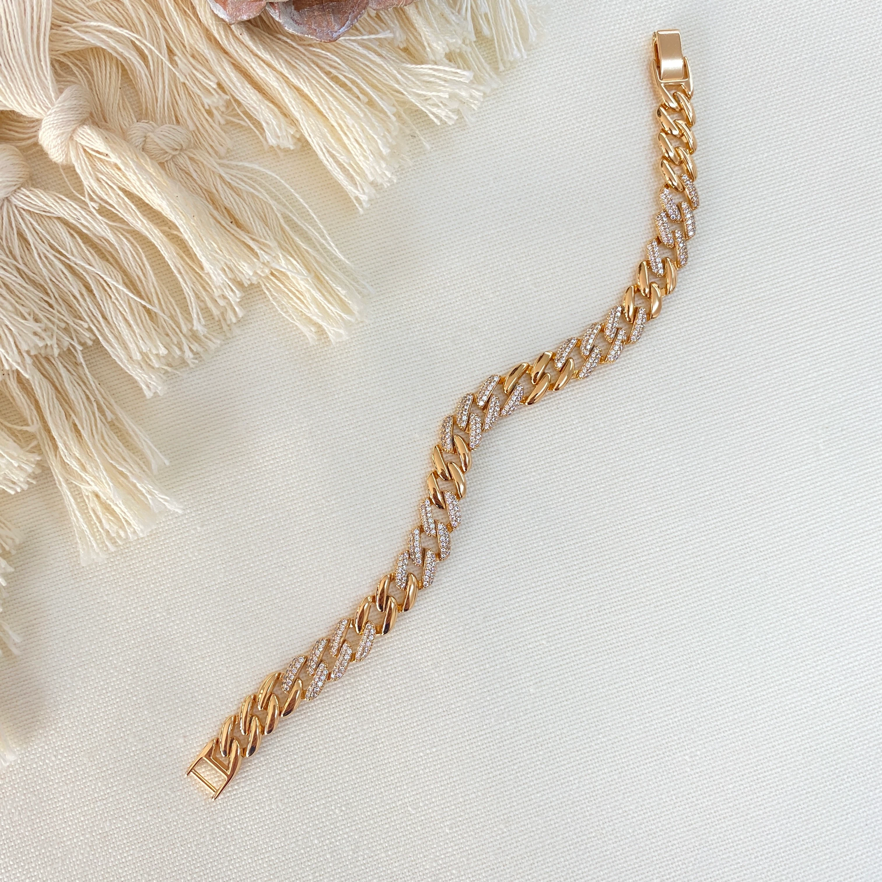 Gurmet Bileklik Taşlı Kalın Zincir Çelik Kararmaz Xuping Vip Seri Rose Gold