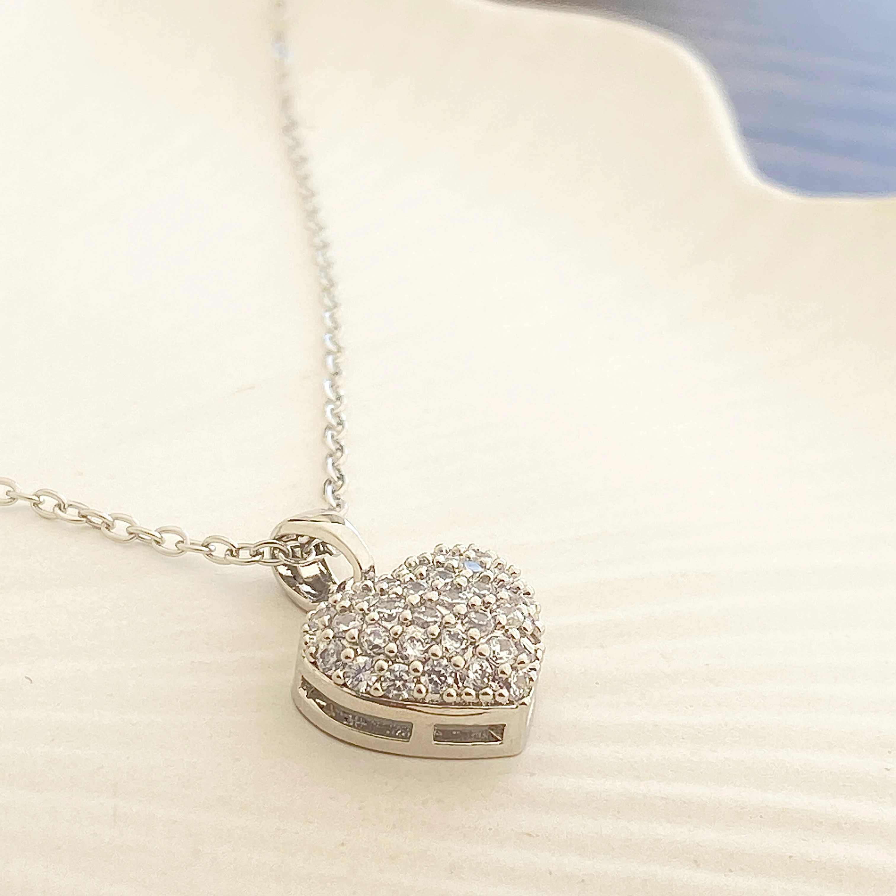 Kalp Kolye Full Zirkon Taşlı Kalp Kadın Kolye 45cm