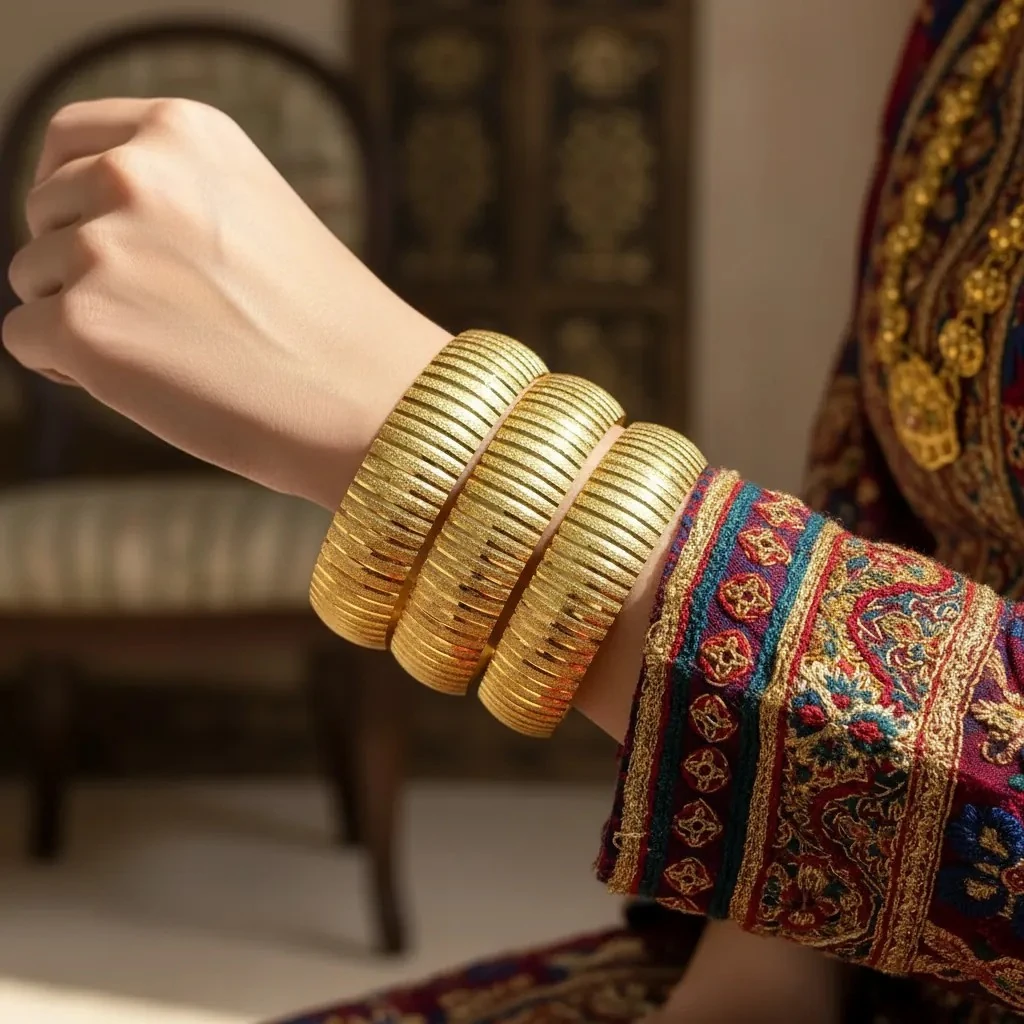 22 Ayar Altın Kaplama Bilezik Düz Çizgi Kadın İmitasyon Bilezik 1.5cm (1 Adet)