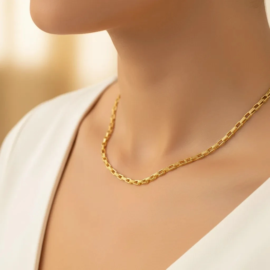 Küp Zincir Kolye Pirinç Gold 45+5cm