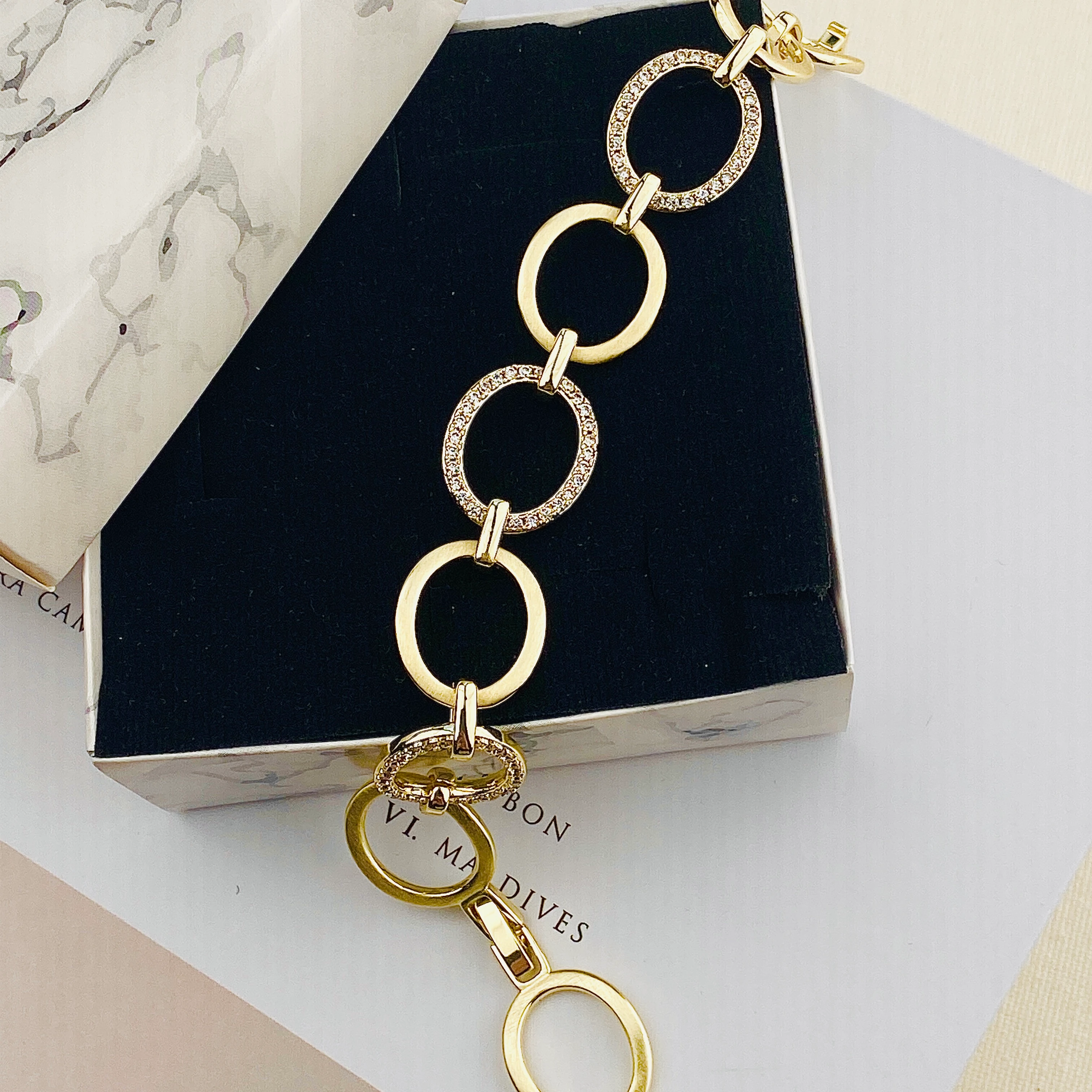 Halka Bileklik Kuyumcu Model Kadın Bileklik 14 Ayar Altın Kaplama