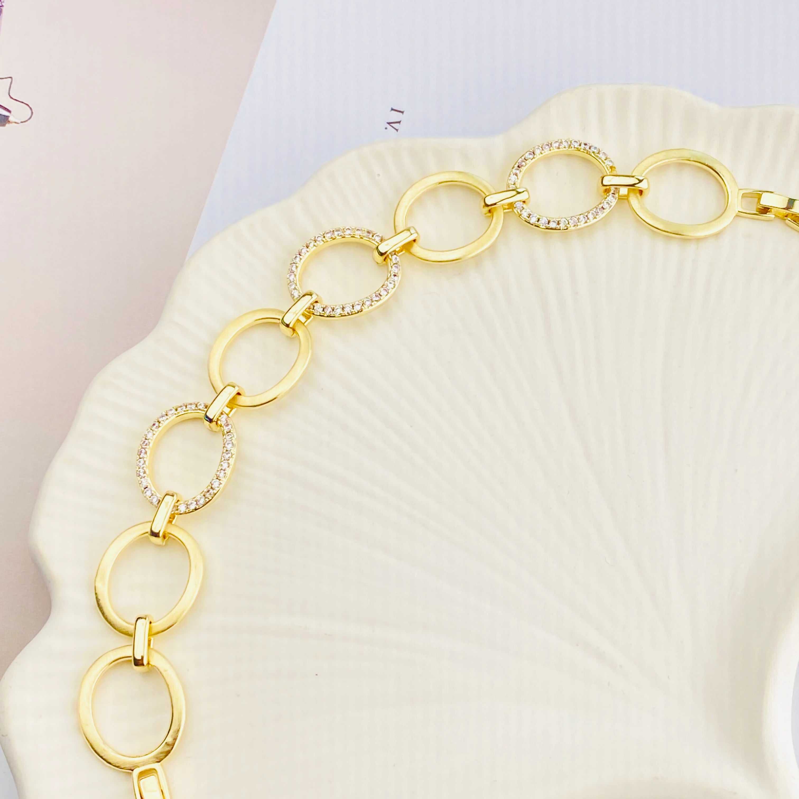 Halka Bileklik Kuyumcu Model Kadın Bileklik 14 Ayar Altın Kaplama