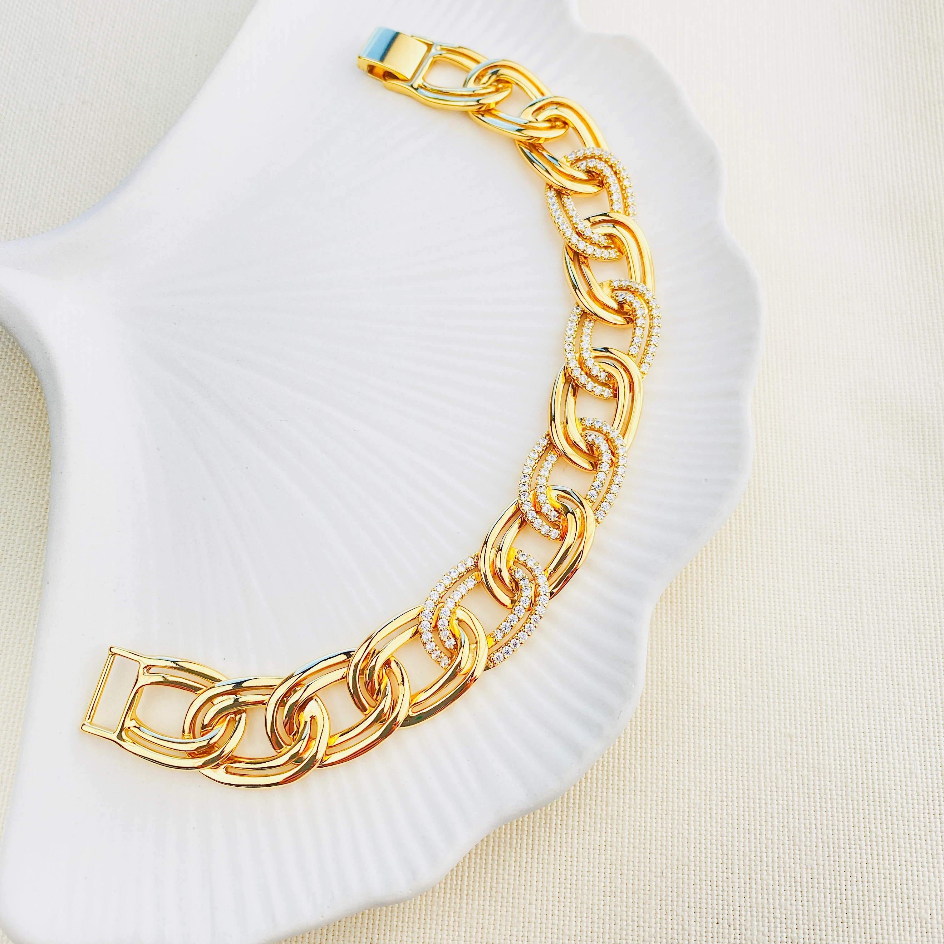 Kadın Bileklik Kalın Samanyolu Bileklik Kuyumcu Model Gold 18 cm