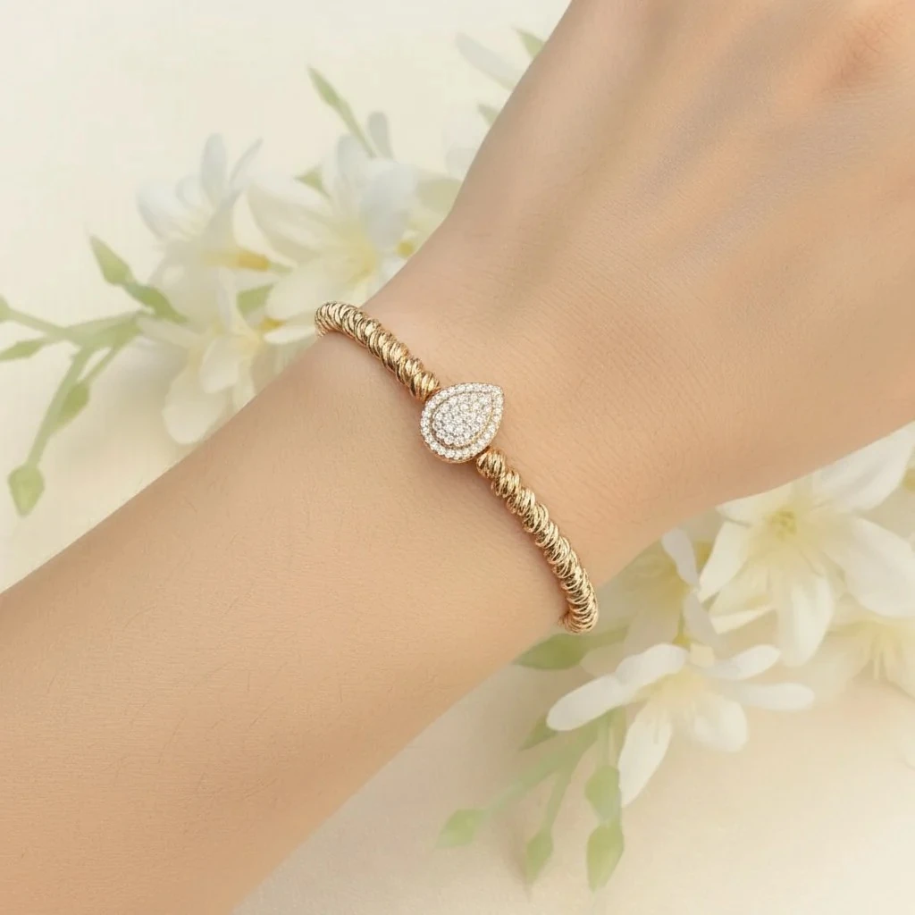 Dorika Bileklik Dorika Kelepçe Damla Figürlü Toplu Bilezik Yüksek Kalite 19 cm Rose