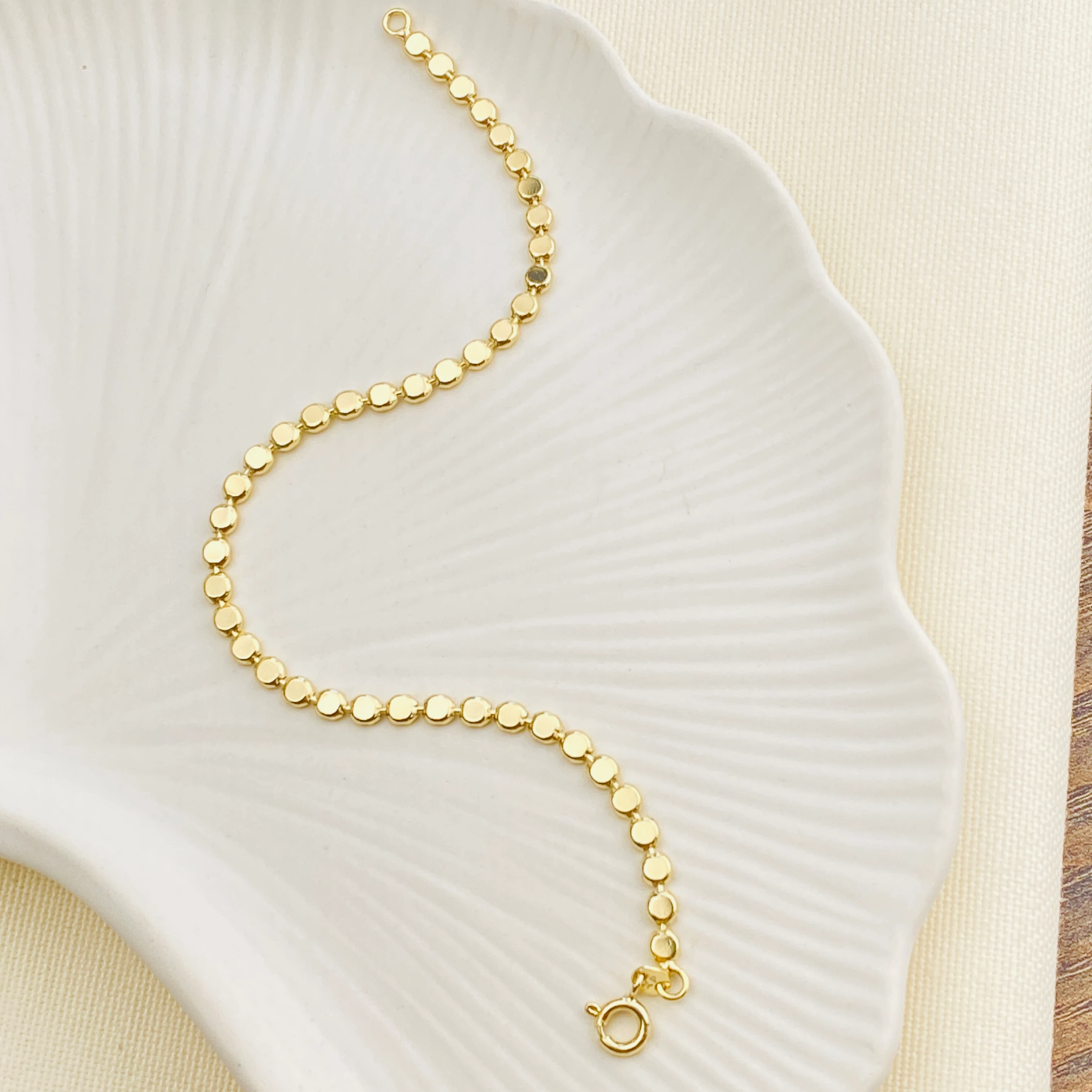 Dorika Bileklik Ezme Topcuklu Kadın Bileklik Kararmaz Xuping 14 Ayar