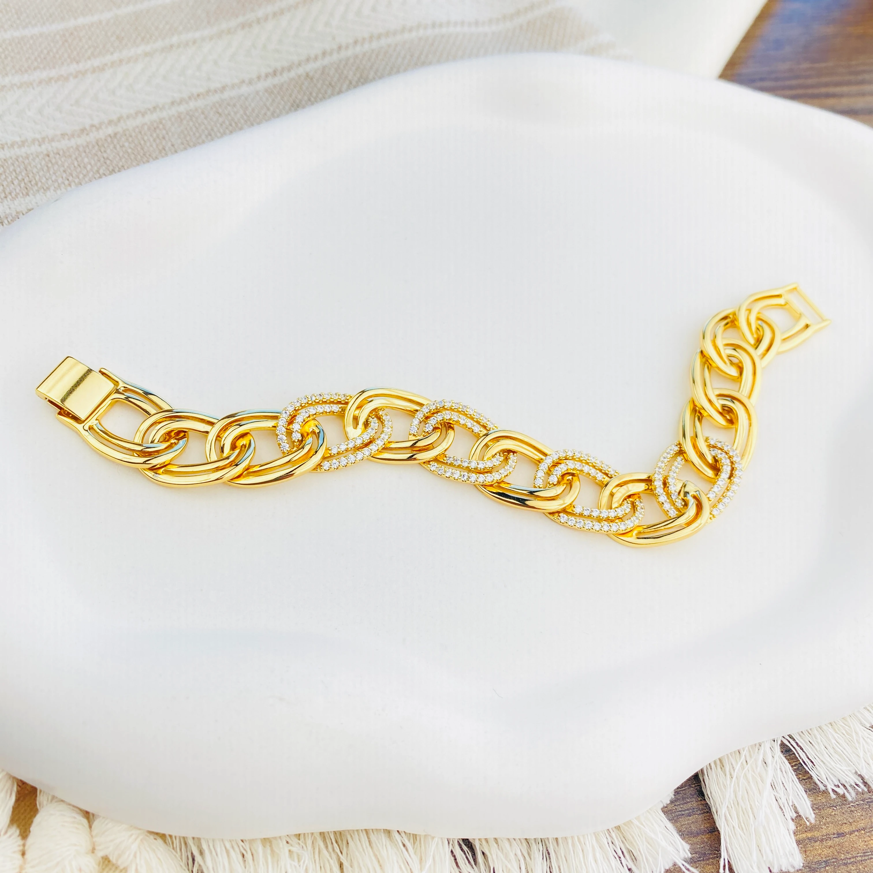 Kadın Bileklik Kalın Samanyolu Bileklik Kuyumcu Model Gold 18 cm