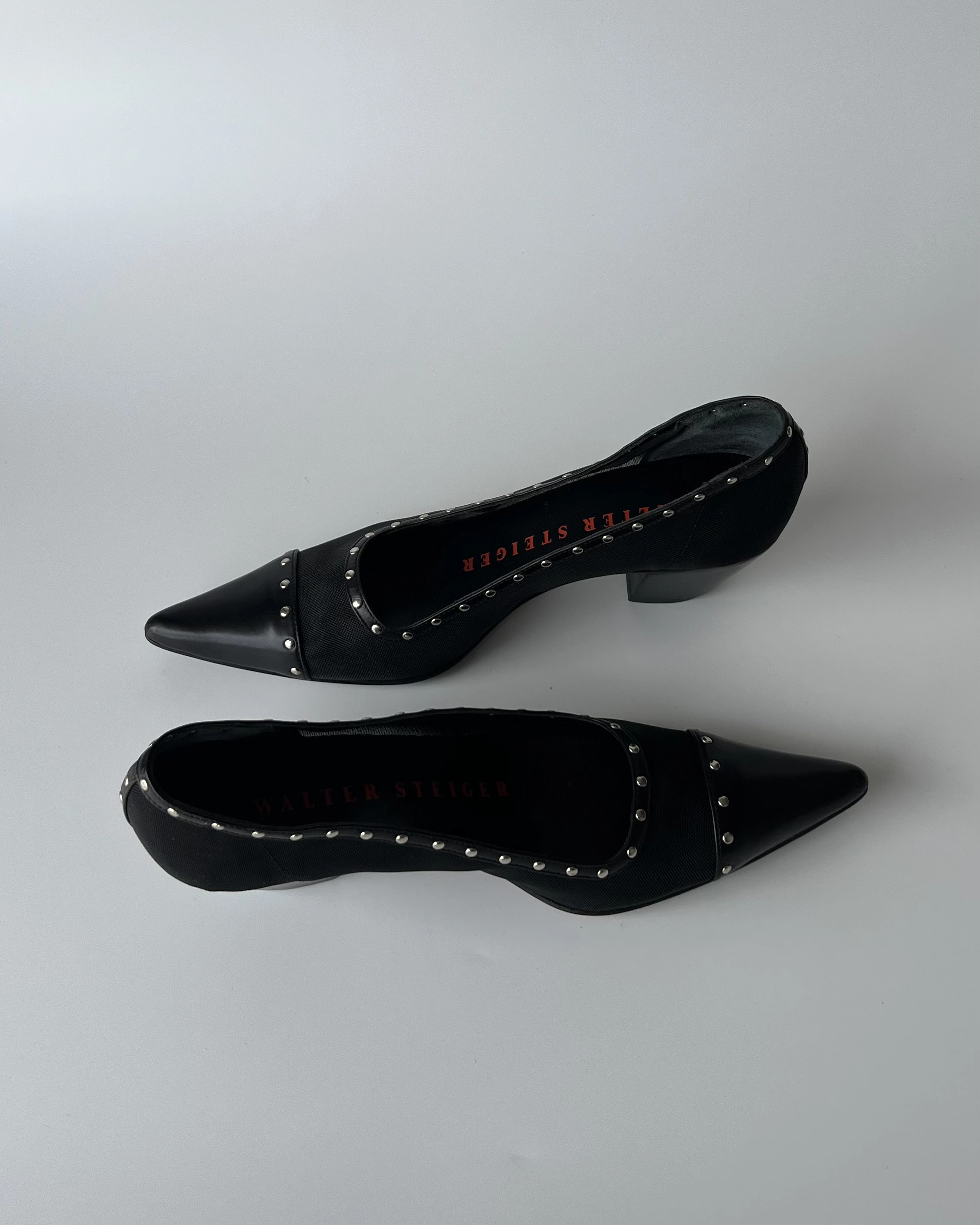 Staple Detailed Black Heeled Shoes