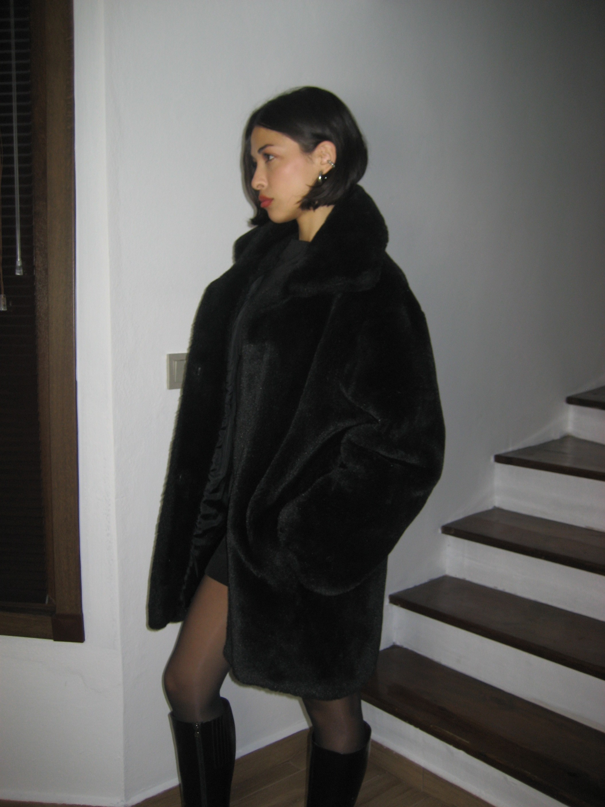 Black Faux Fur Coat