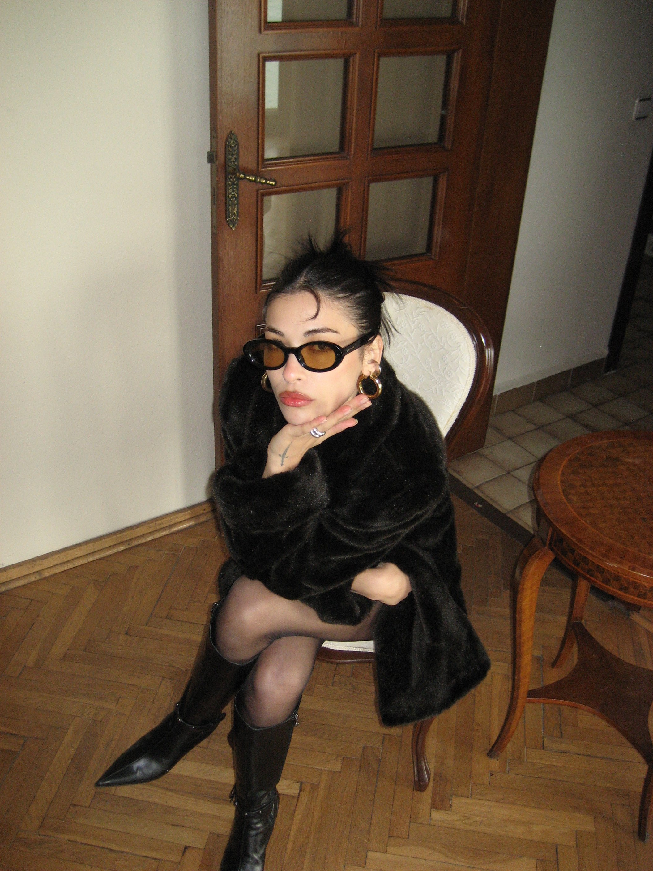 Brown Short Faux Fur Coat