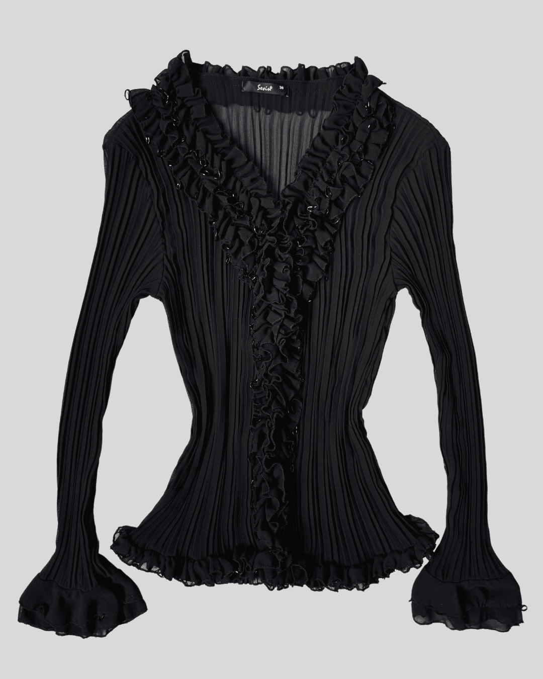 Collar Detailed Black Blouse