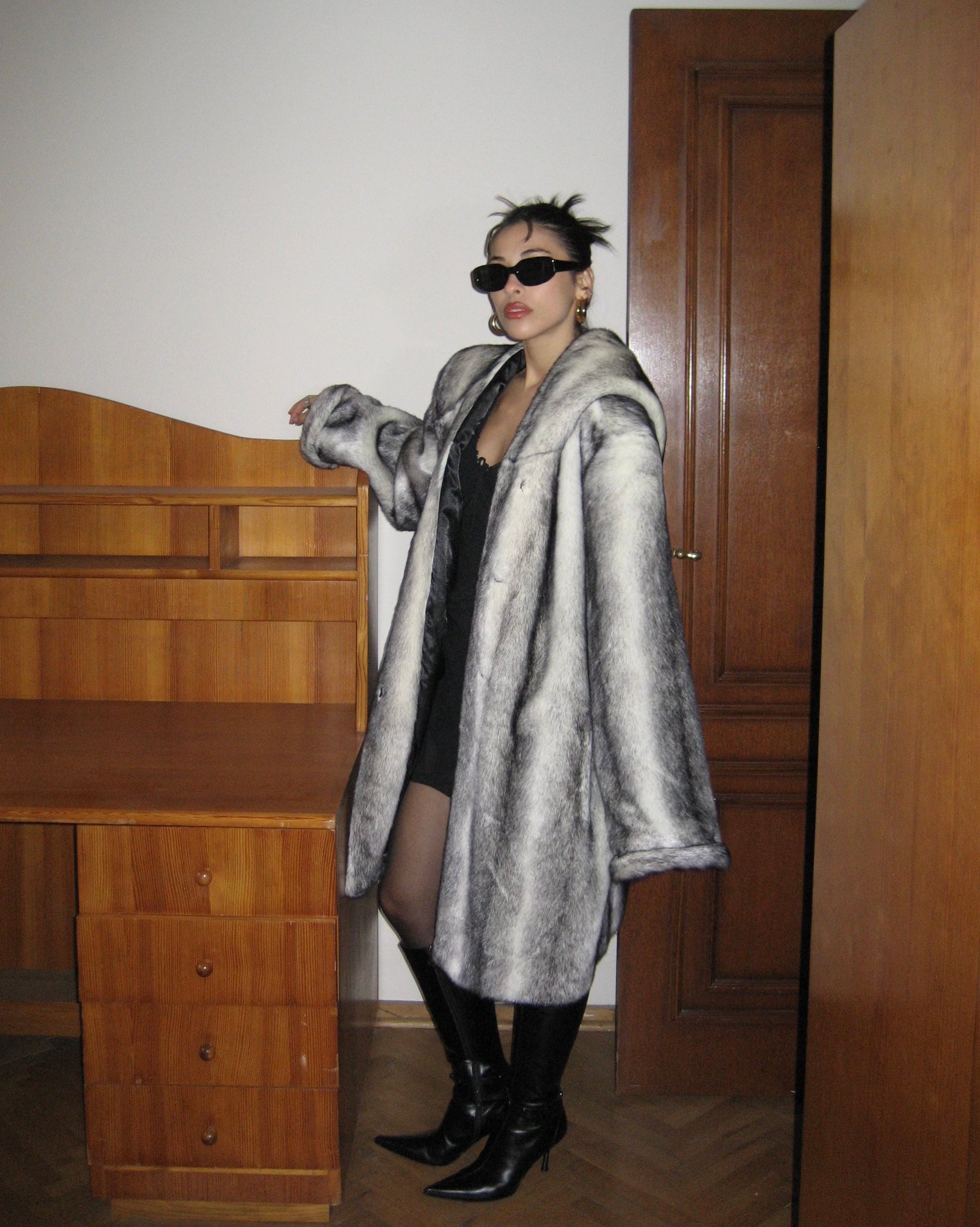 Hooded Faux Fur Coat