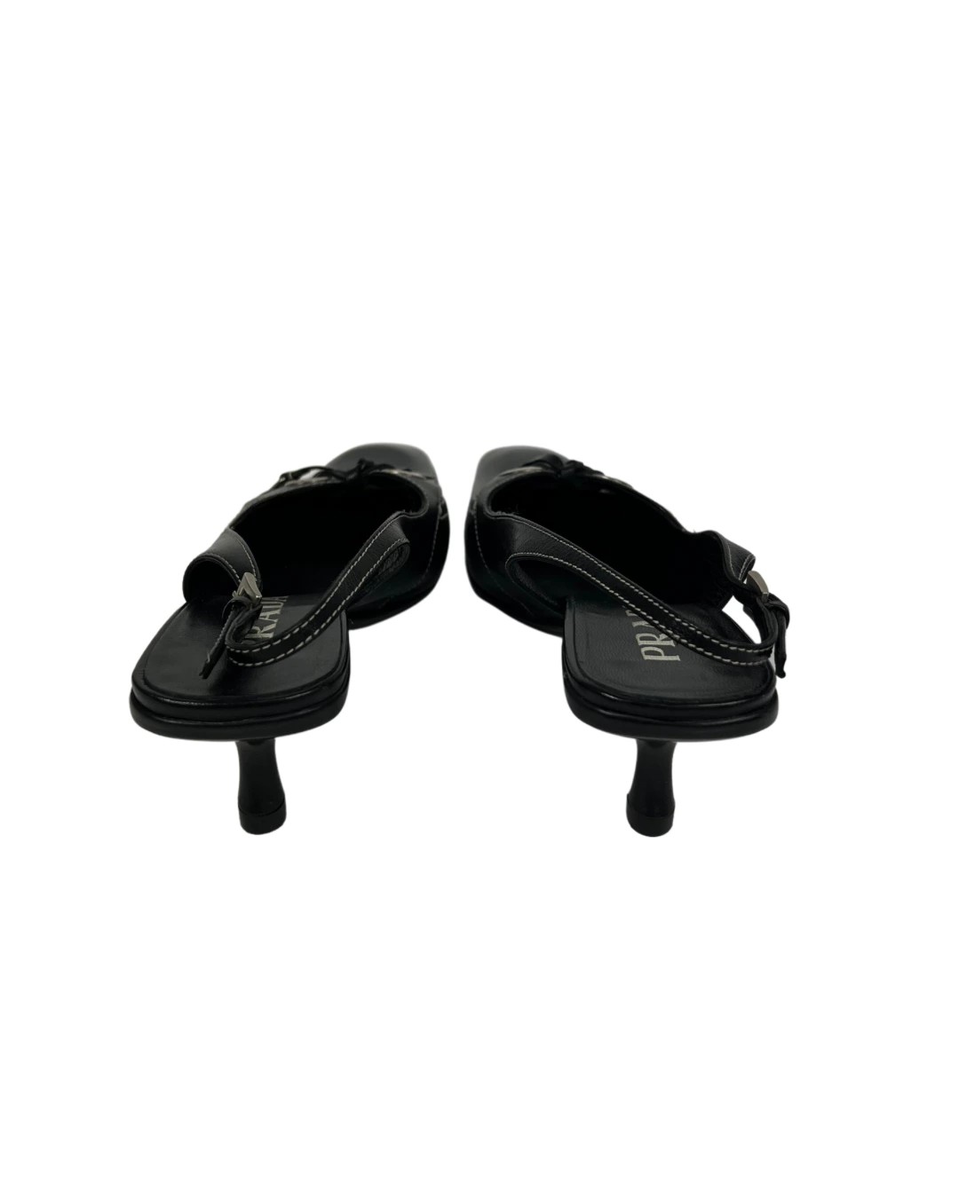 Prada Eyelet Detailed Vintage Black Sandals