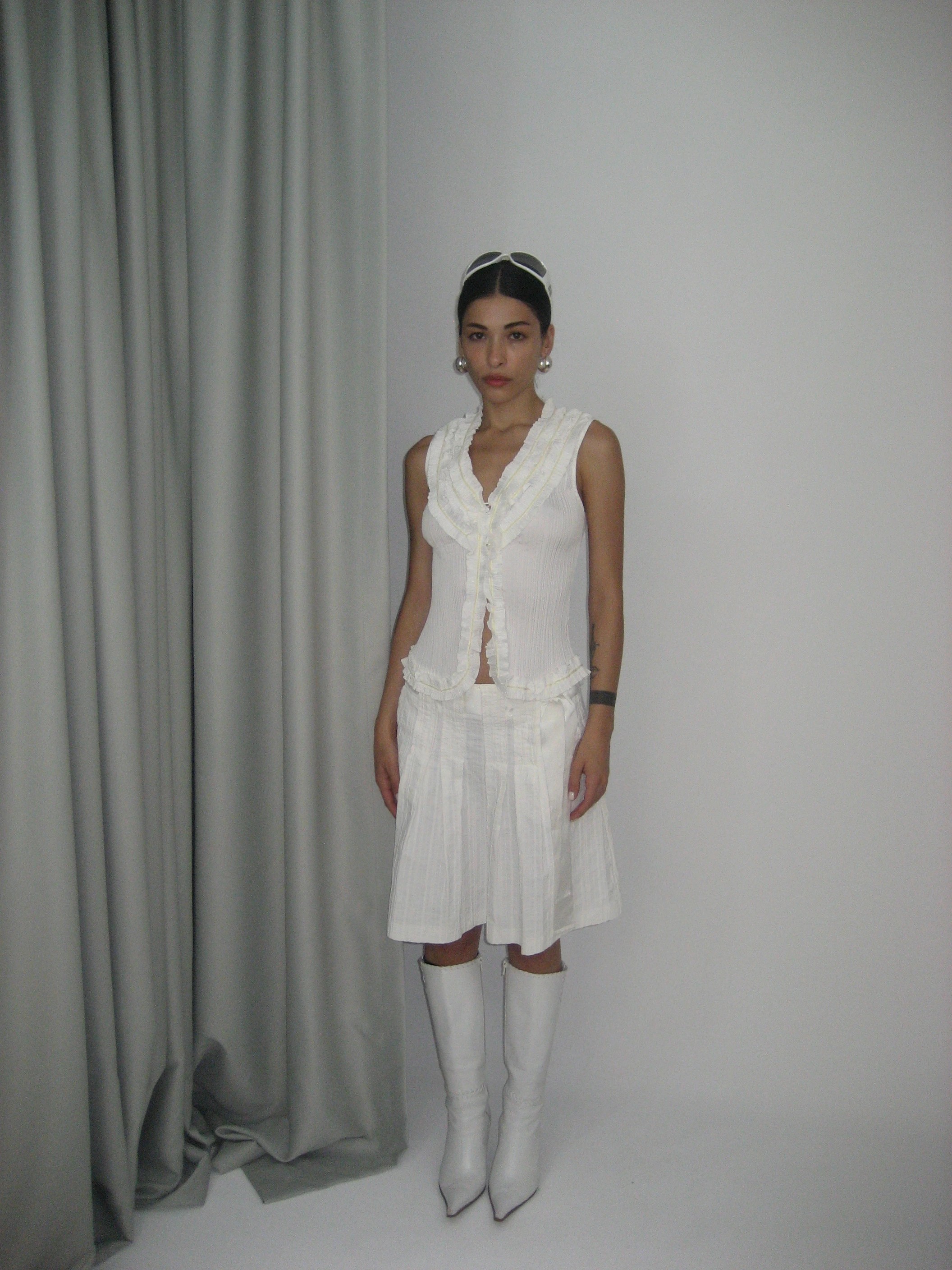 Ruffle Detailed White Blouse