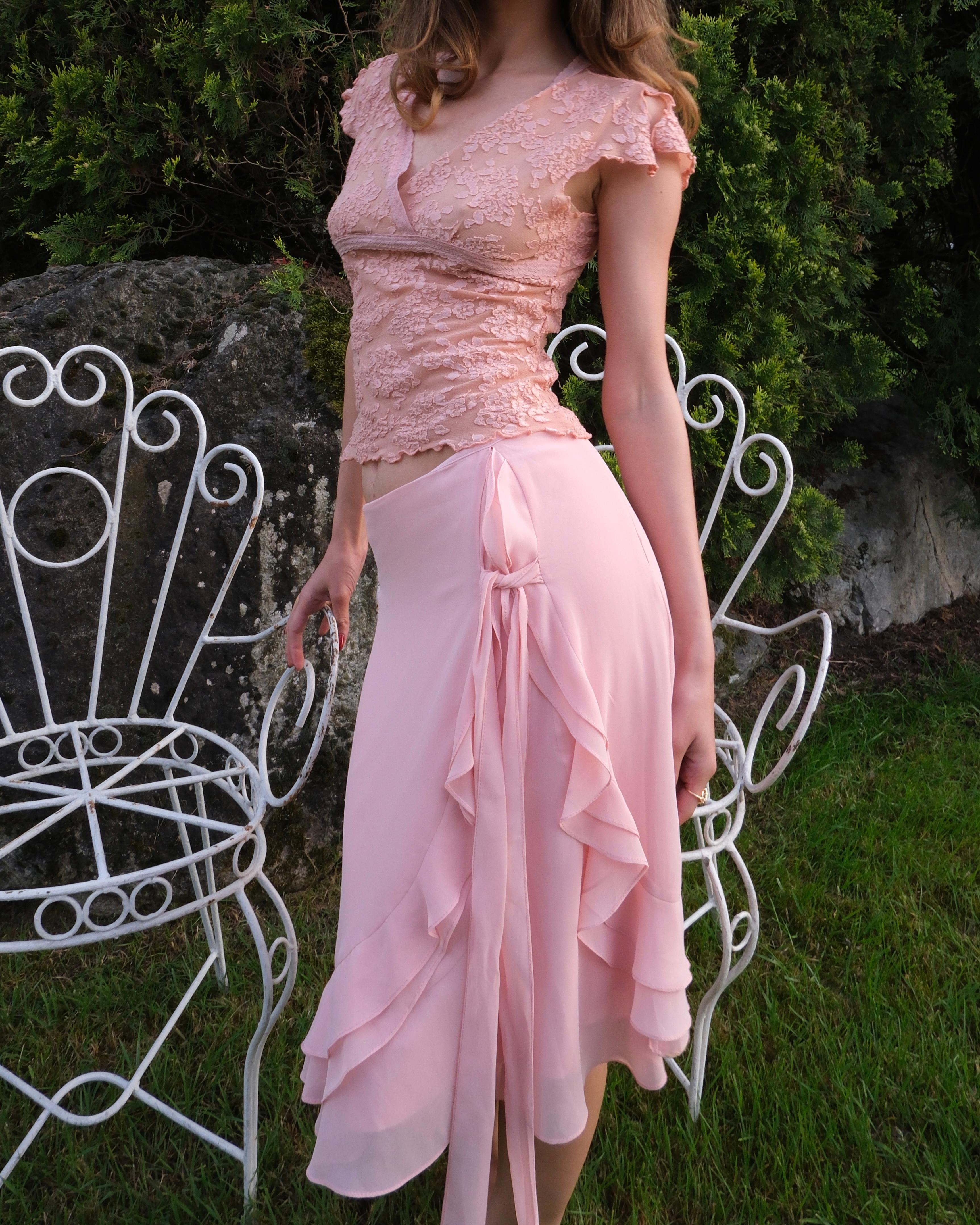 Pembe Şifon Etek