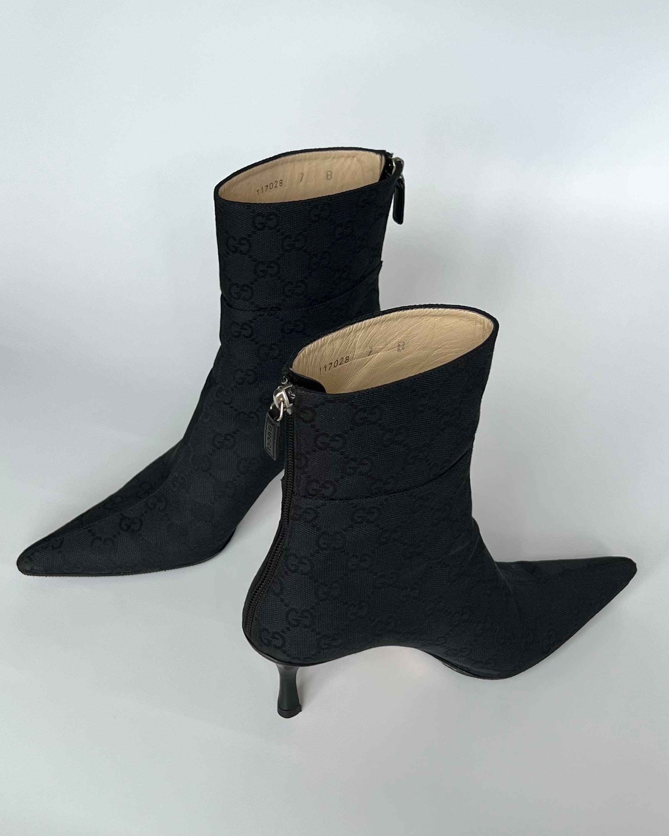 Gucci Black Monogram Ankle Boots