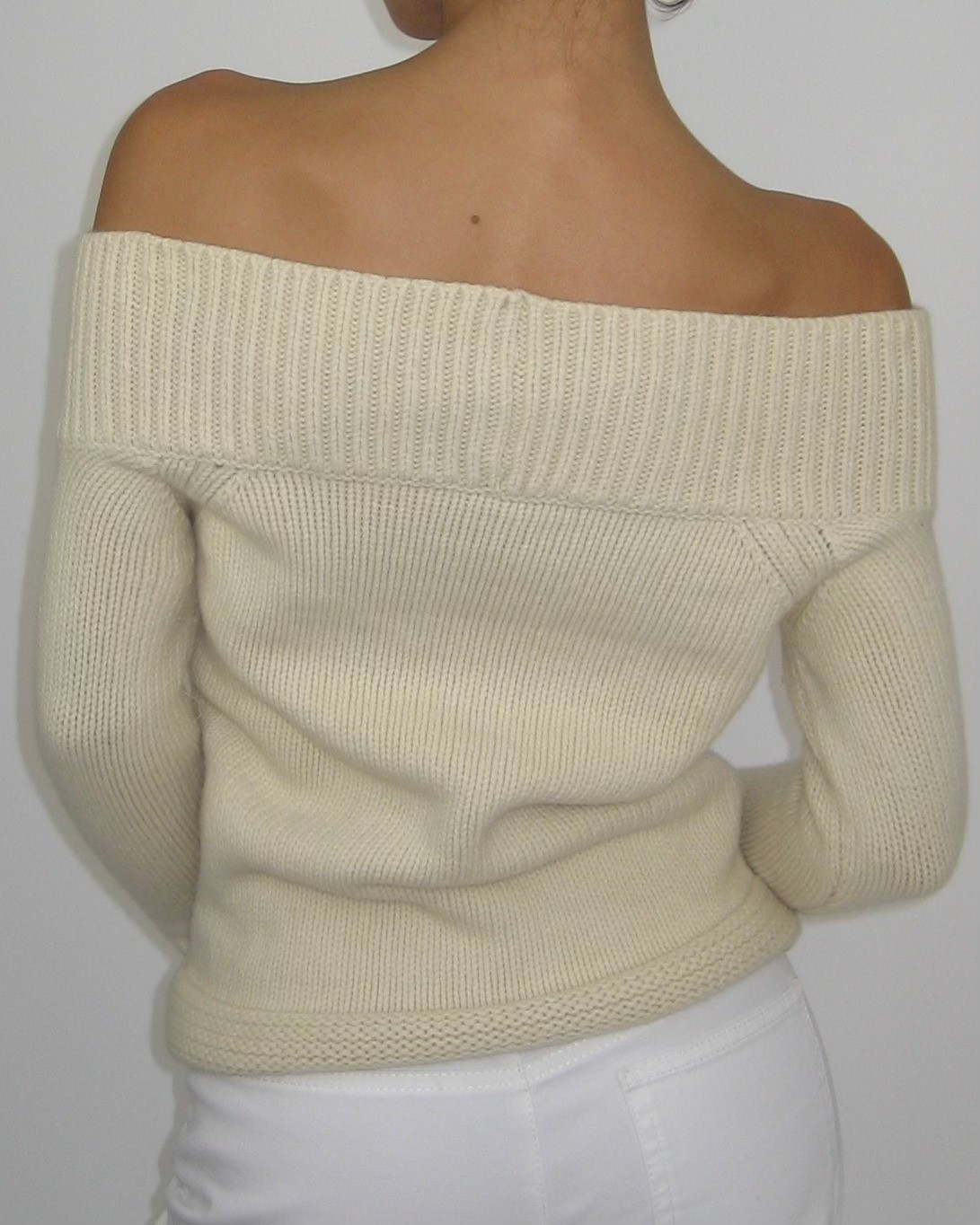 Blumarine Boat Neck Cream Sweater