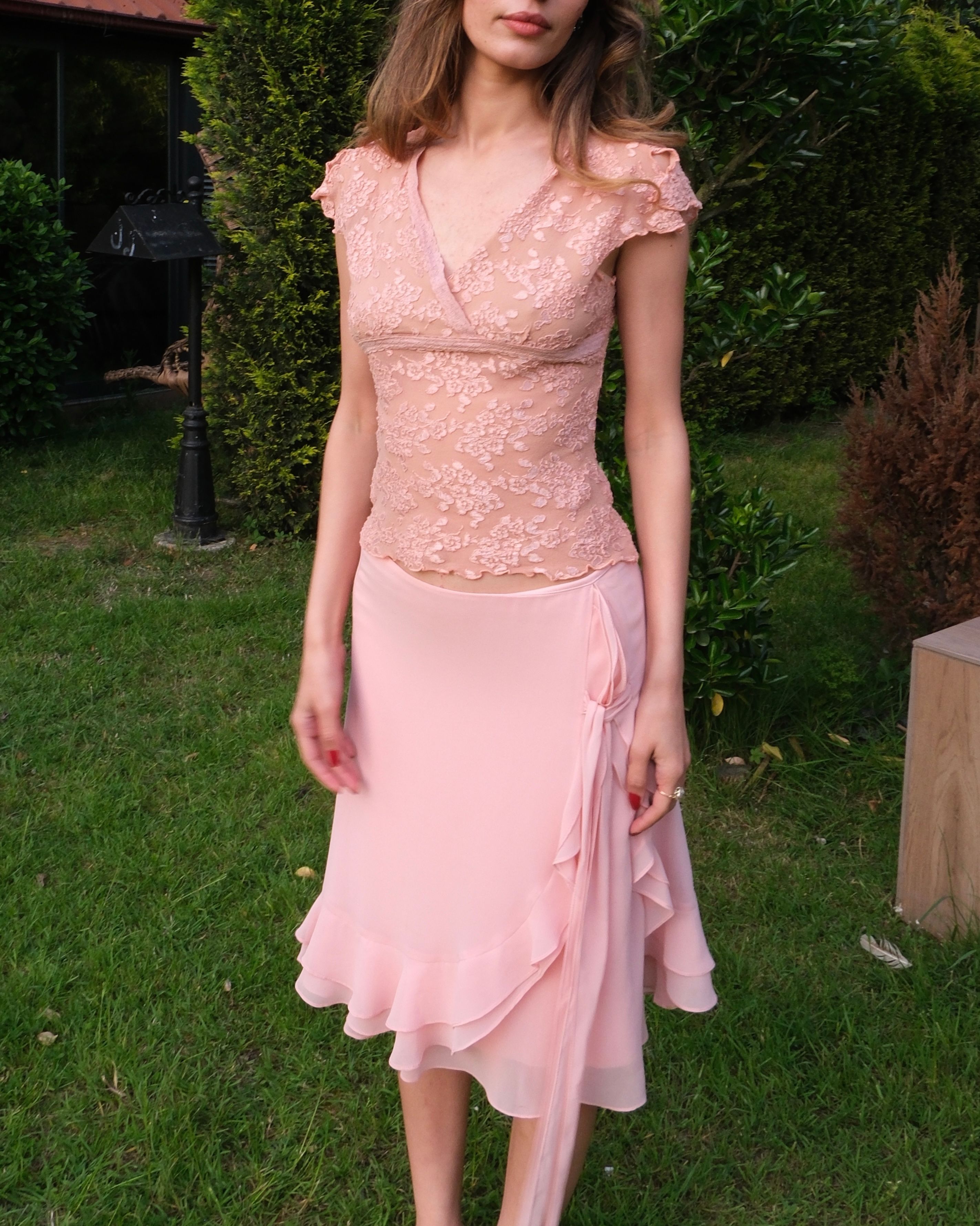 Pembe Şifon Etek