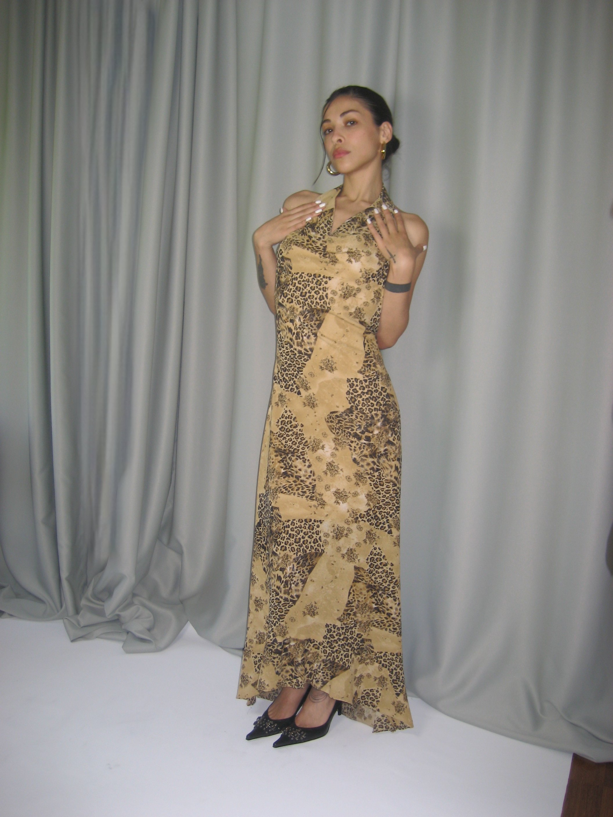 Degaje Collar Leopard Dress