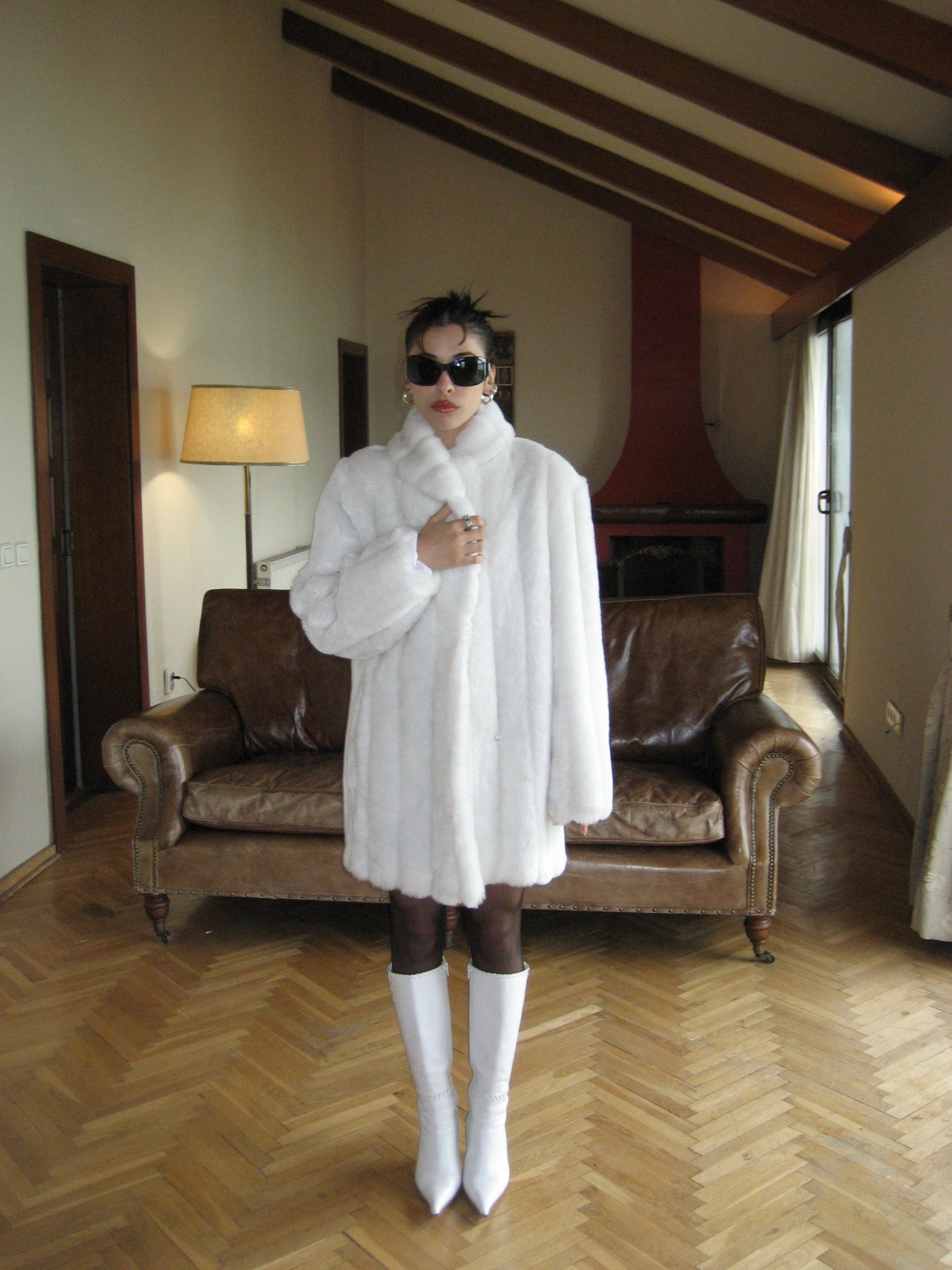 White Faux Fur Coat