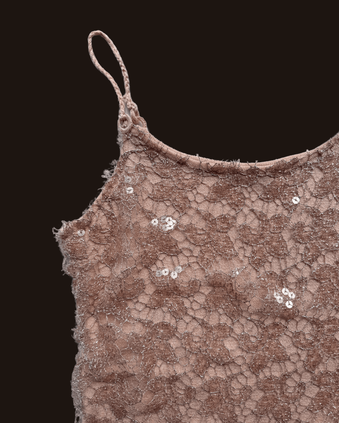 Vakko Lace Sequin Straps