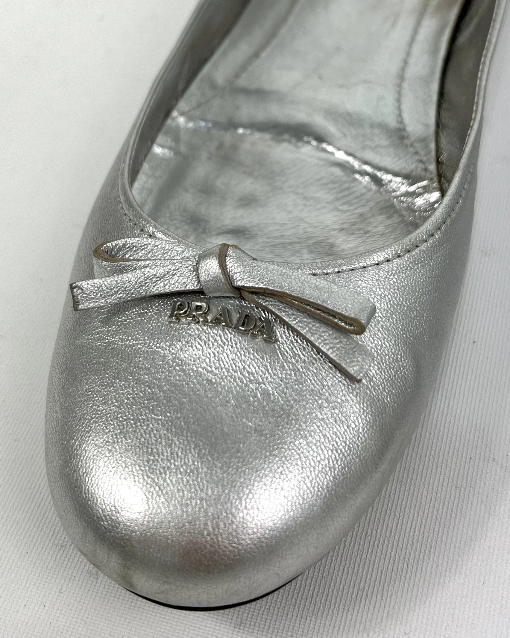 Prada Metallic Silver Ballerina