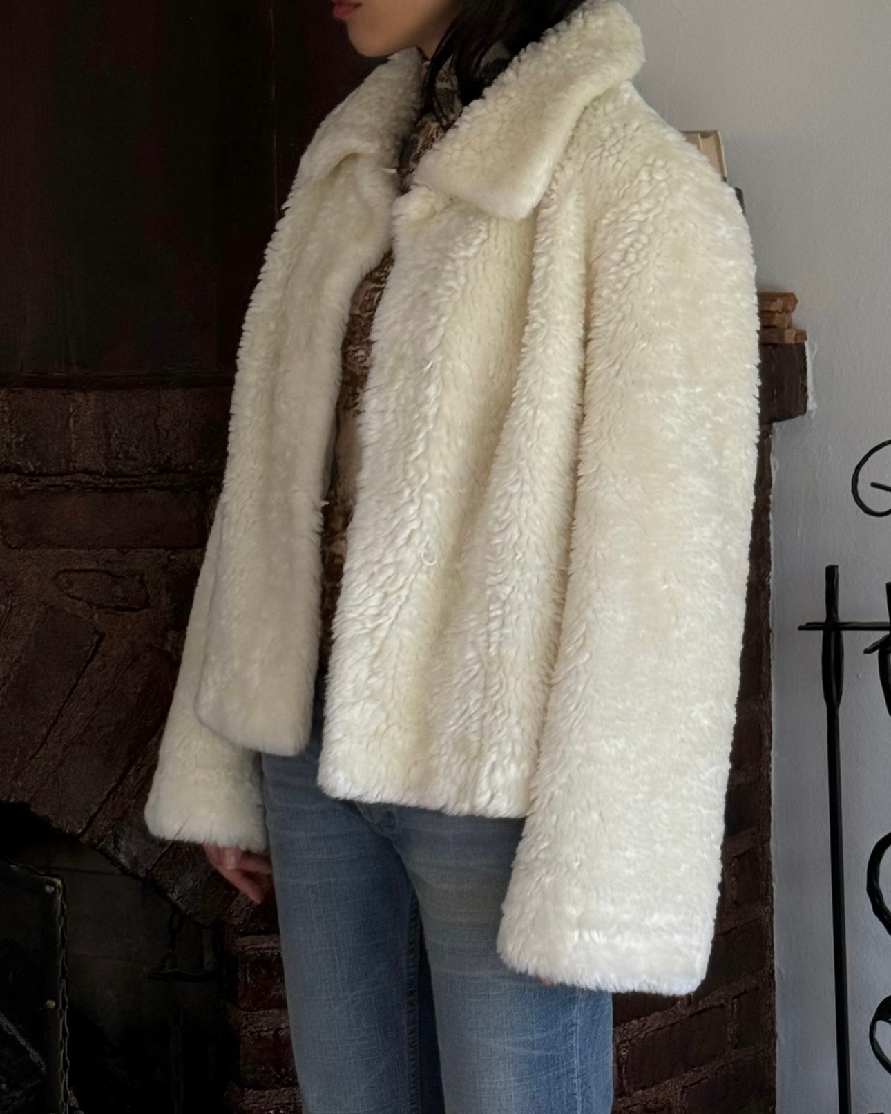 Cream Faux Fur Jacket