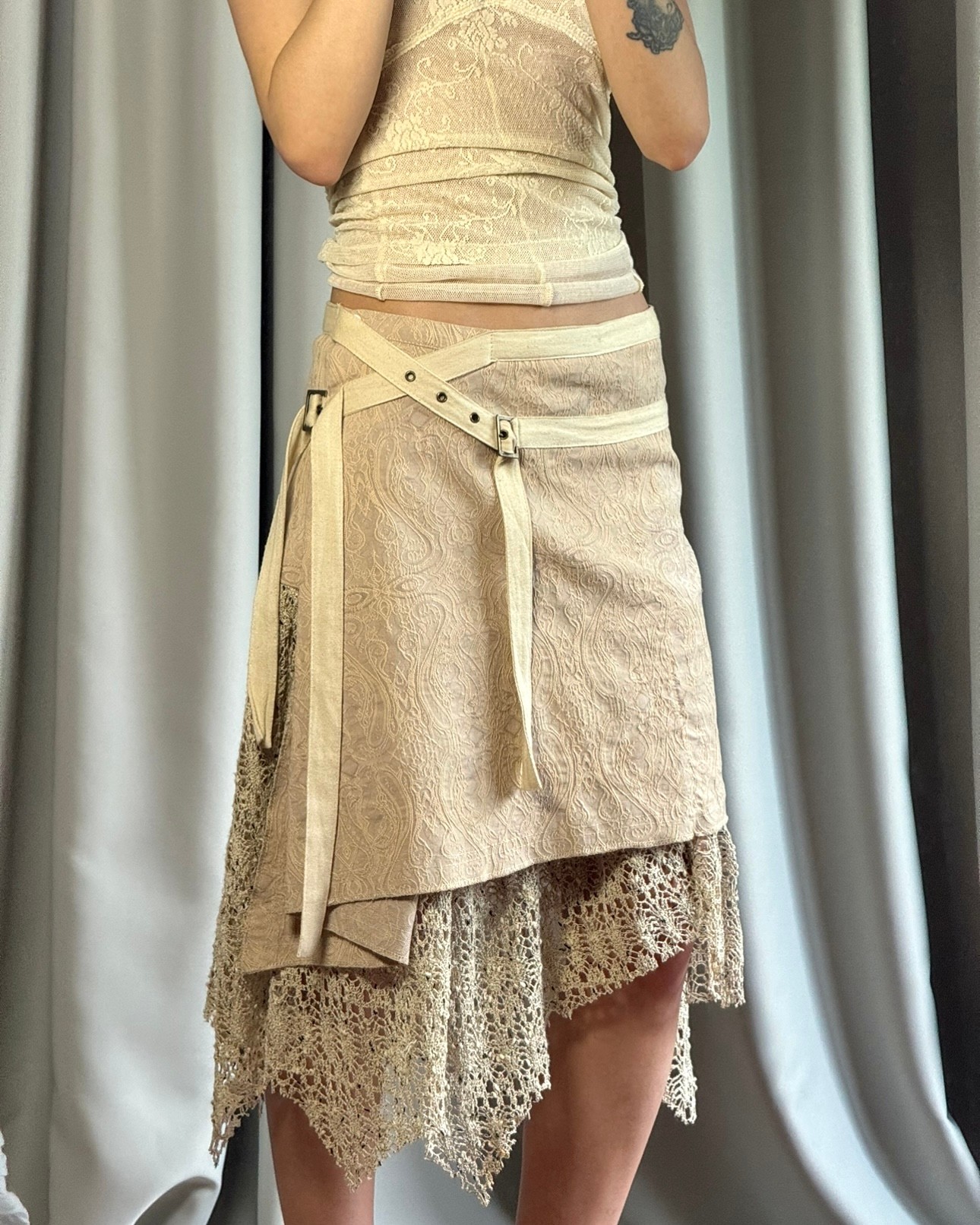 Asymmetric Beige Skirt