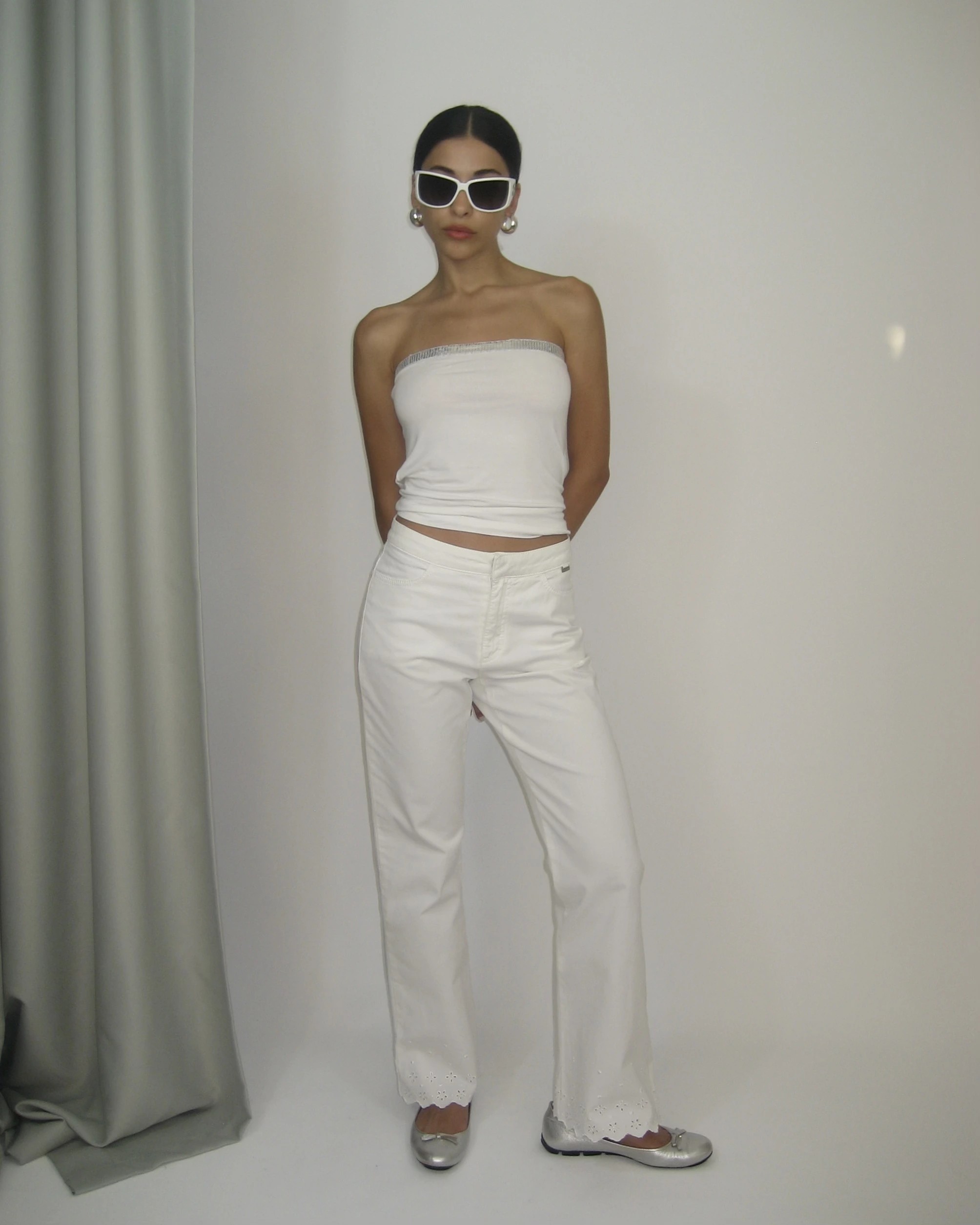 Escada Sport White Trousers with Leg Detail