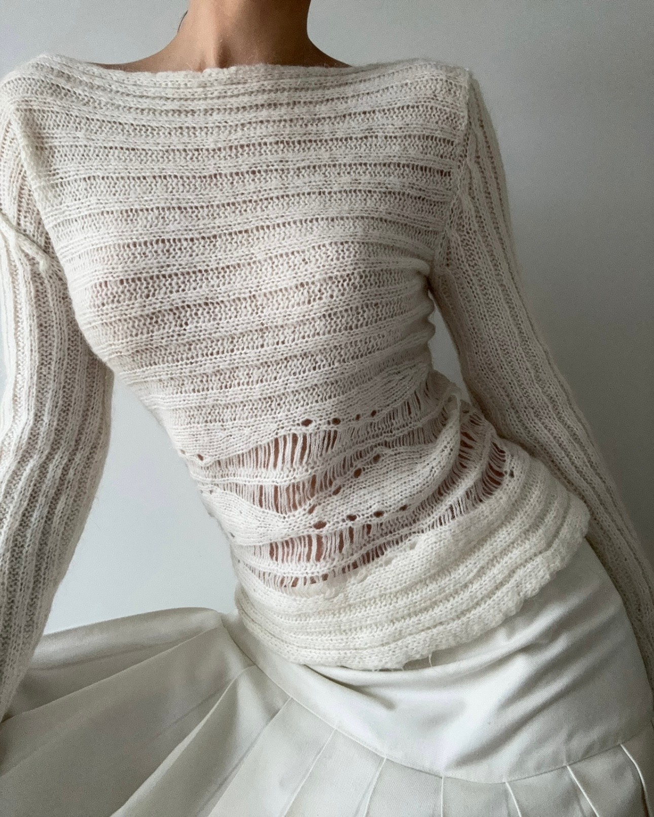 Wool Blend Boat Neck Sweater