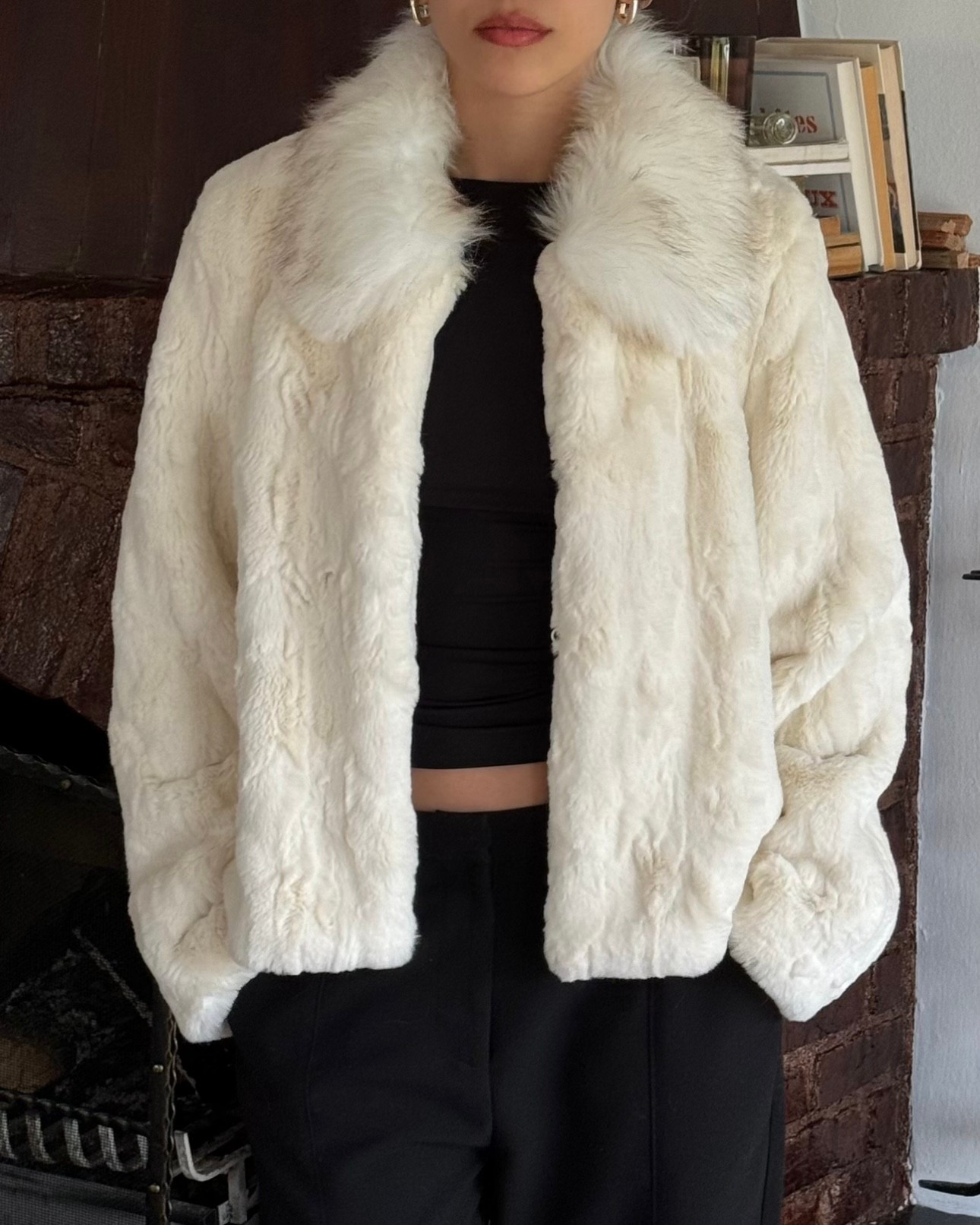 Faux Fur Jacket with Collar Detail