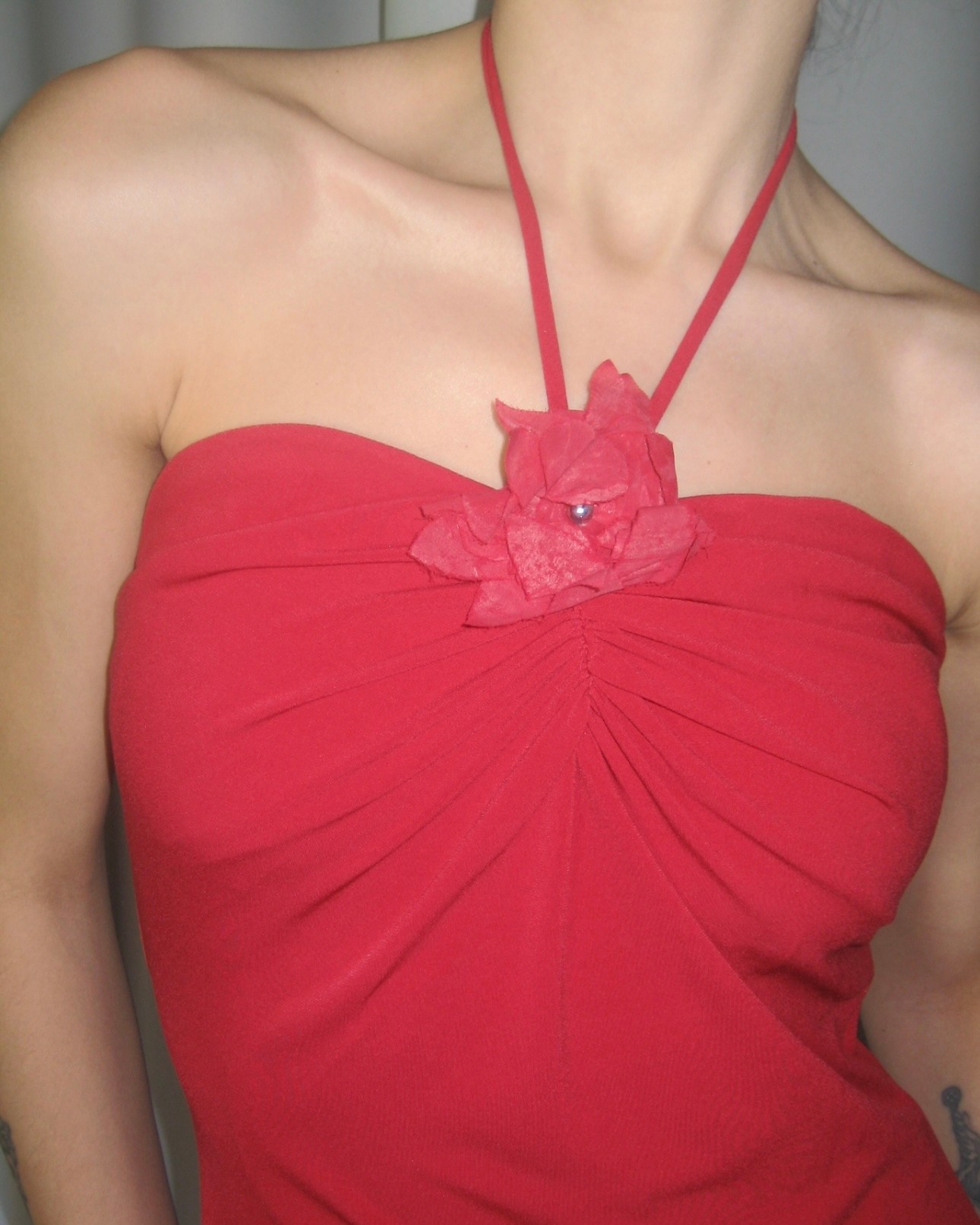 Red Dress with Flower Detail