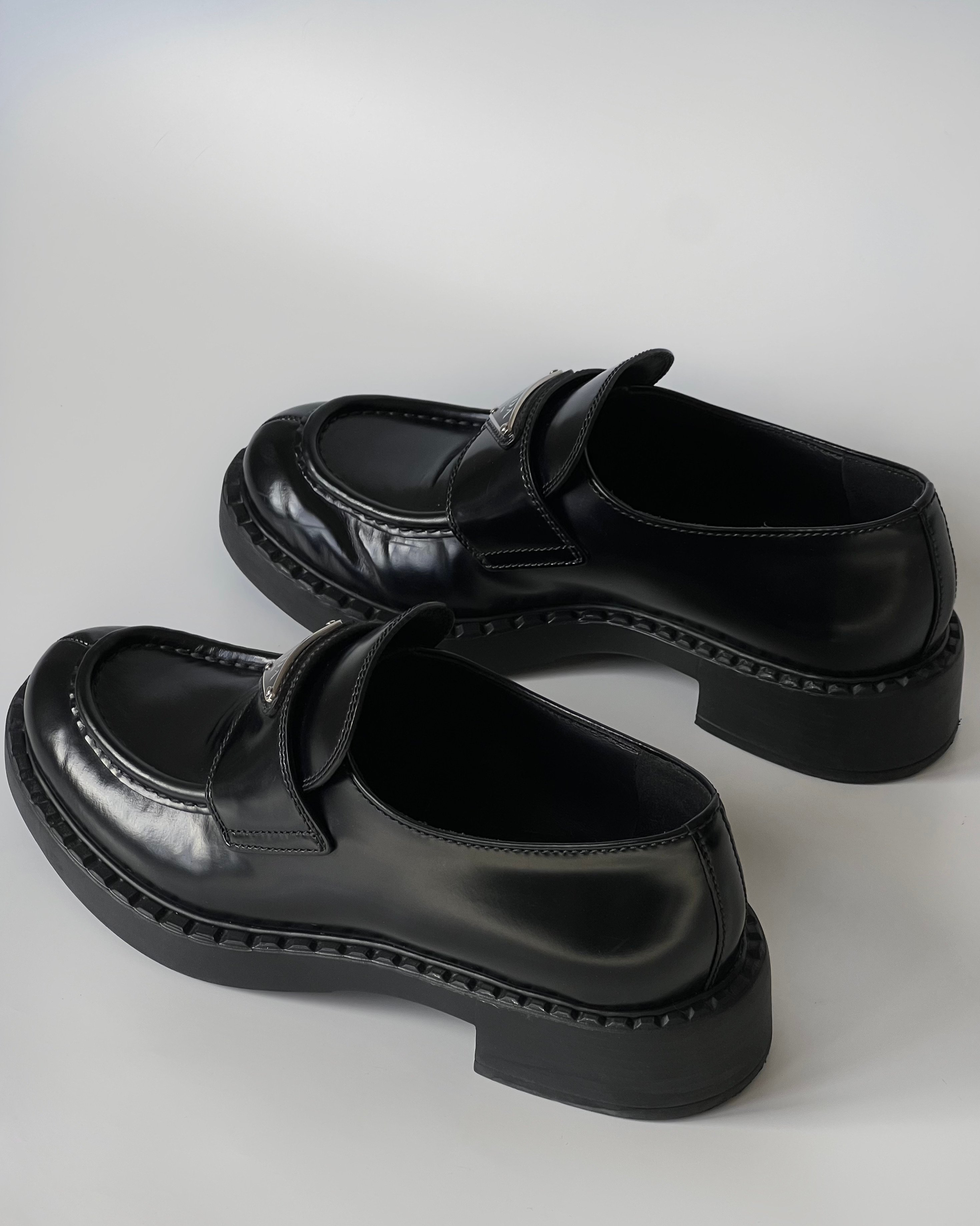 Prada Chocolate Brushed Leather Loafers 