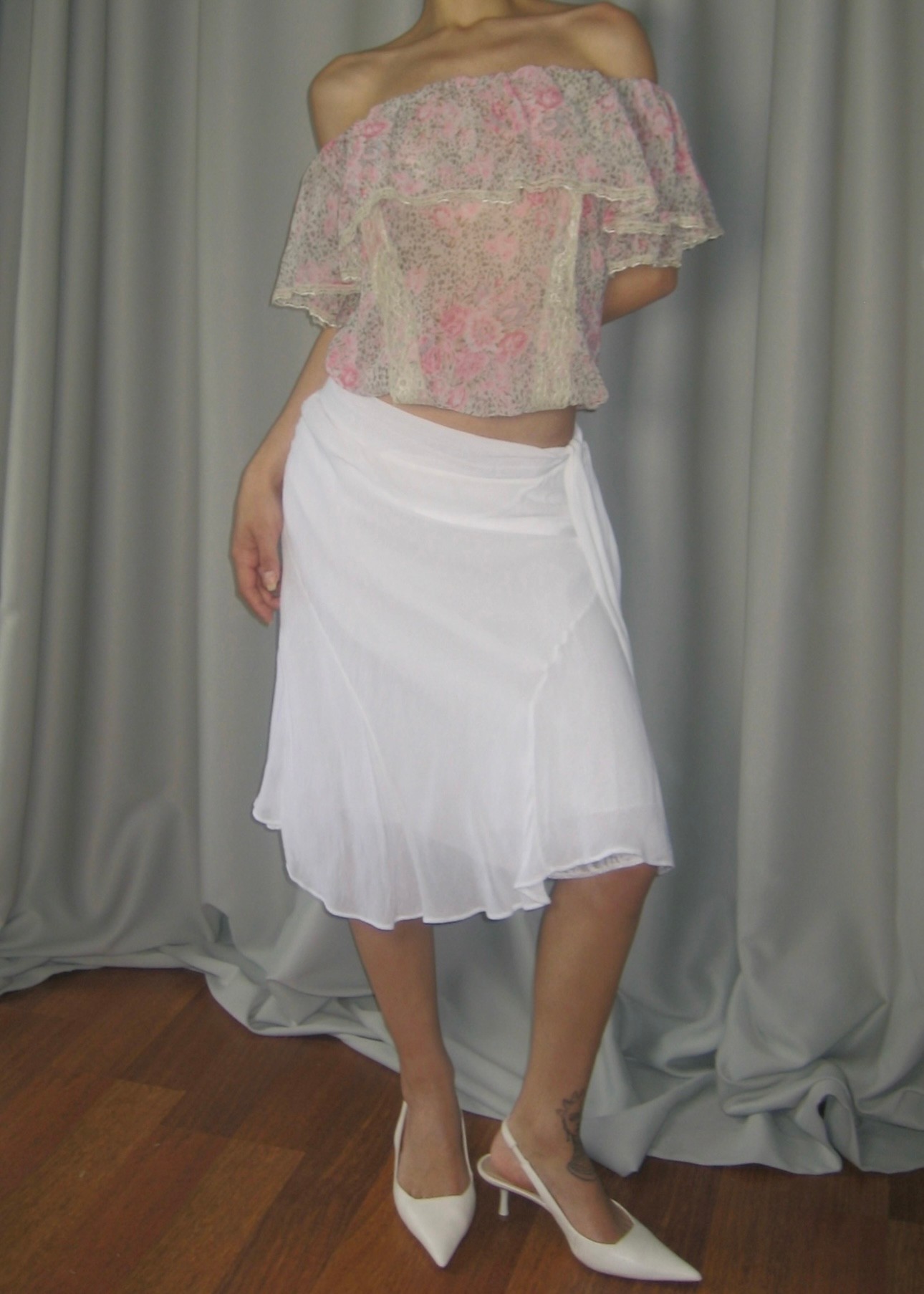 White Chiffon Skirt