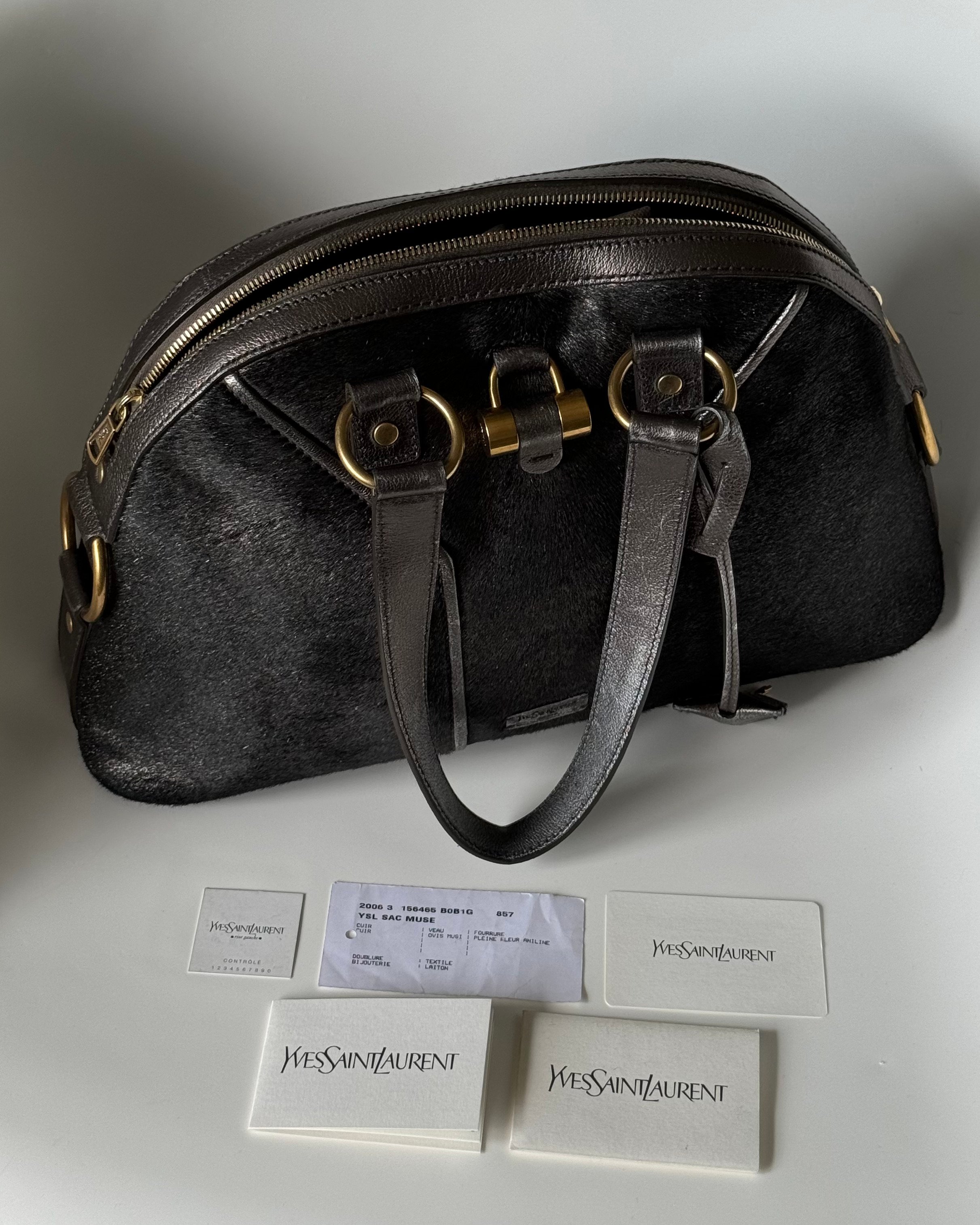 Yves Saint Laurent Calf Hair Large Muse Bag